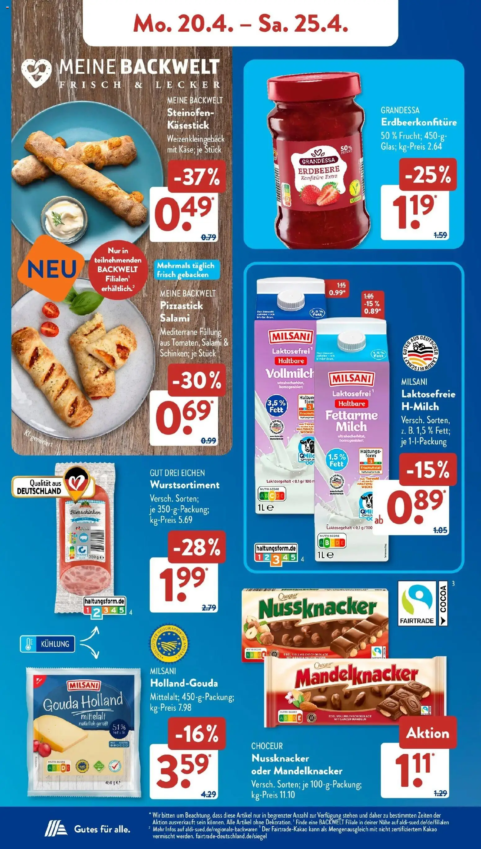 Aldi Süd Aktuelle Wochenangebote – gültig ab 20.04.2026 | Seite: 8 | Produkte: Milch, Gouda, Salami