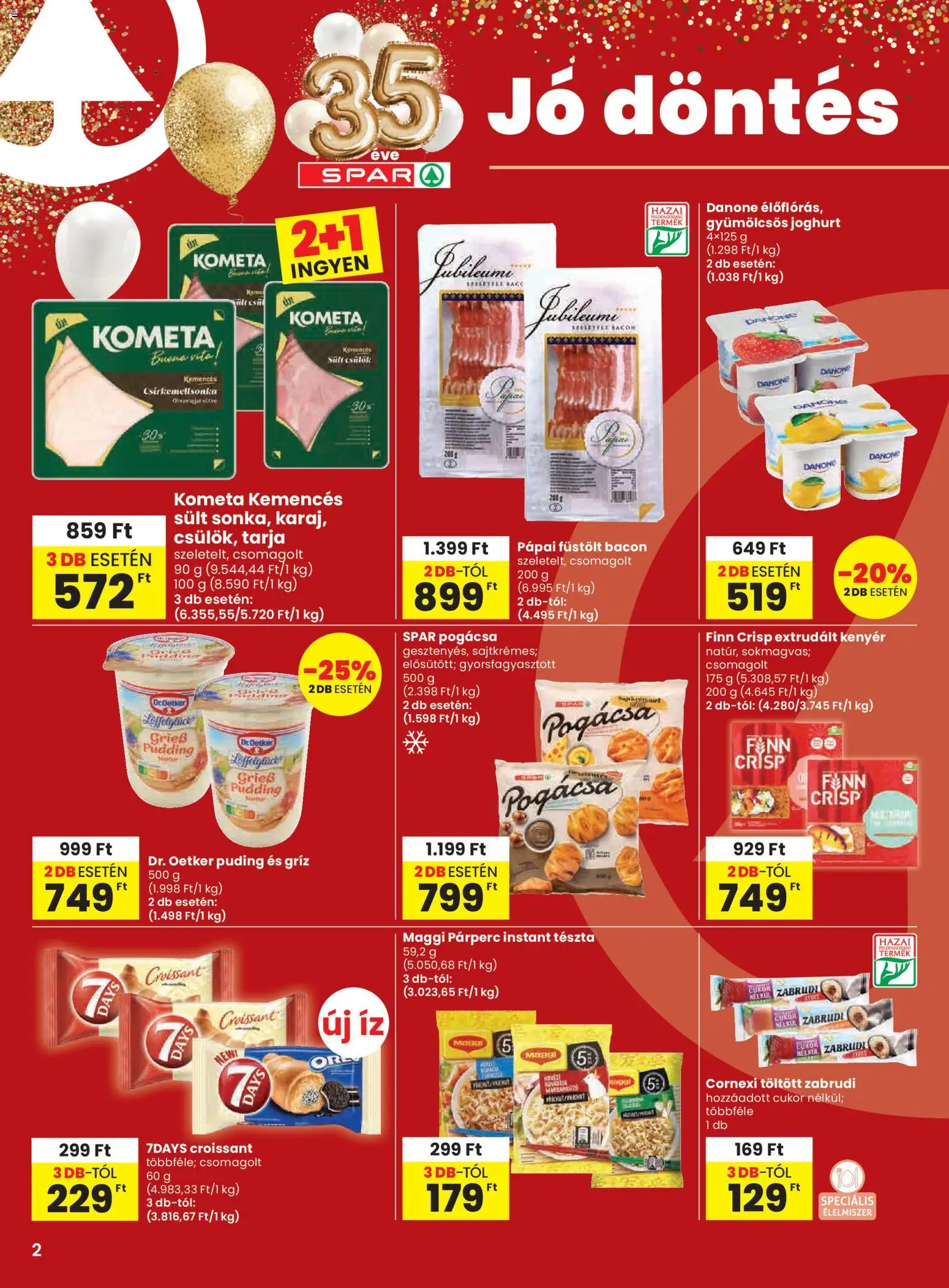 Spar akciós ujság - amely érvényes a következő dátumtól: 26.02.2026 | Oldal: 2 | Termékek: Puding, Tarja, Joghurt, Extrudált kenyér