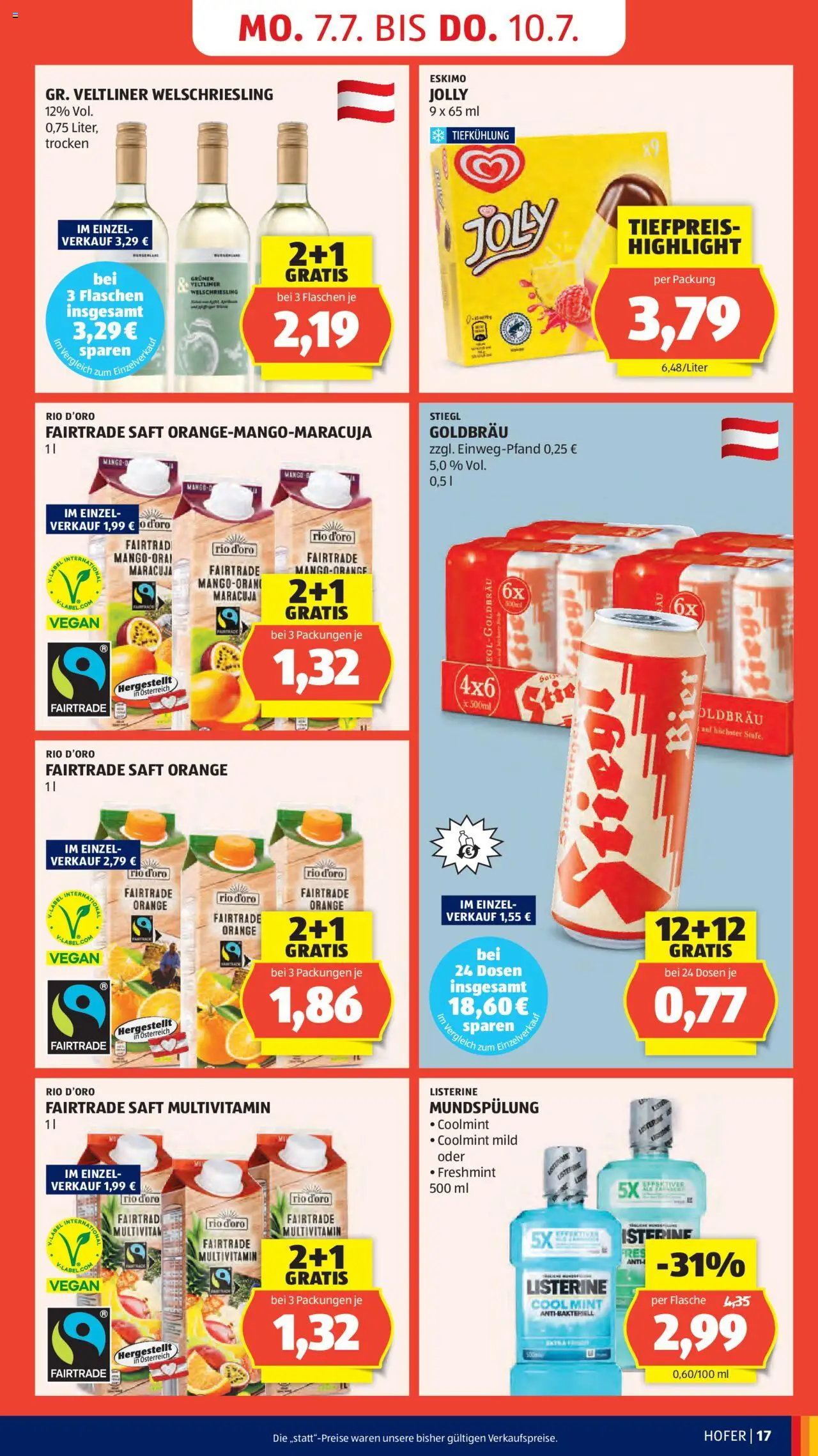 Hofer Flugblatt gültig ab 04.07.2025 | Seite: 19 | Produkte: Mango, Saft, Bier, Papier blanc