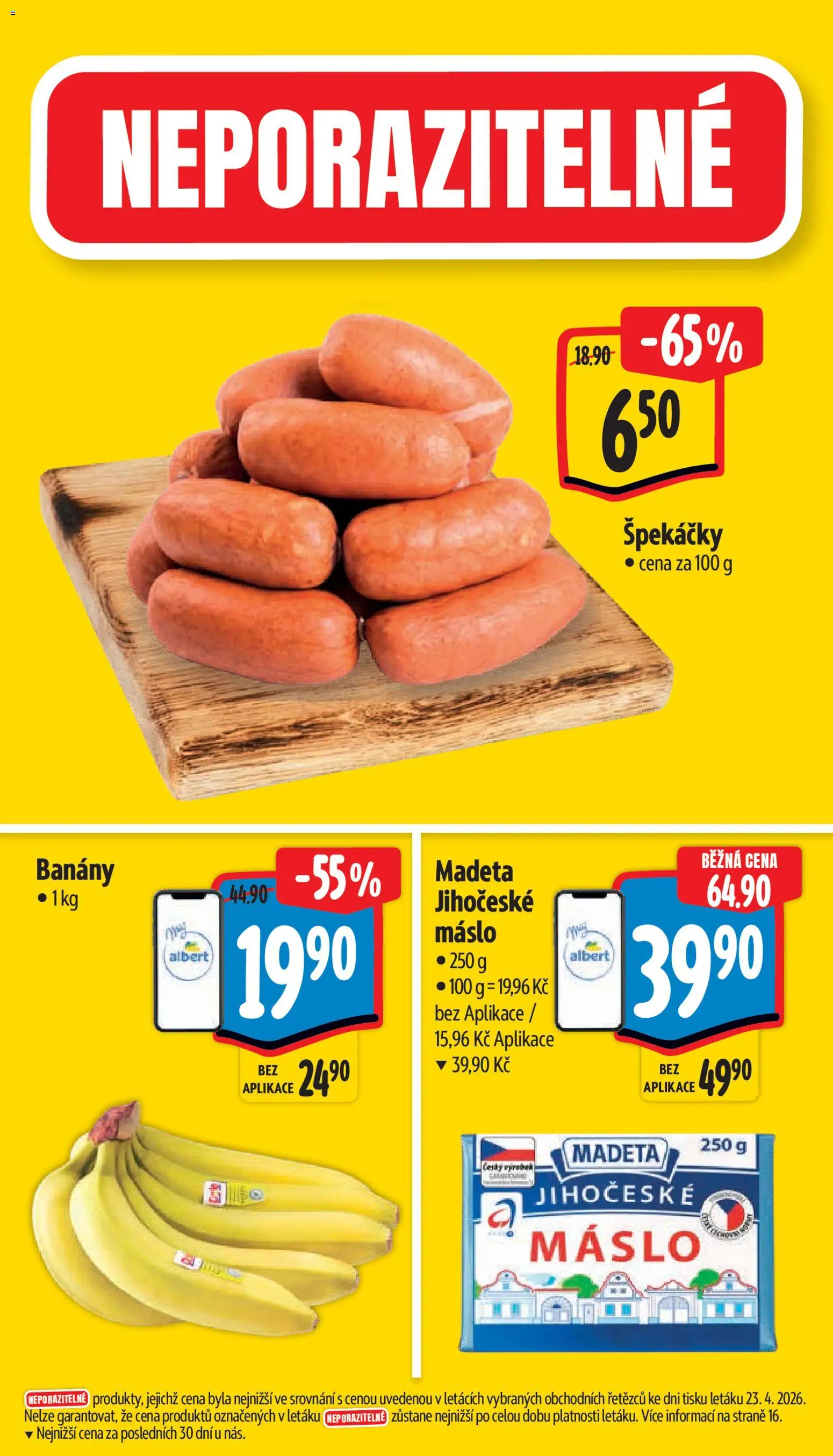 Albert leták - Supermarket od 29.04.2026 | Strana: 3 | Produkty: Máslo, Banány, Špekáčky, Jihočeské máslo