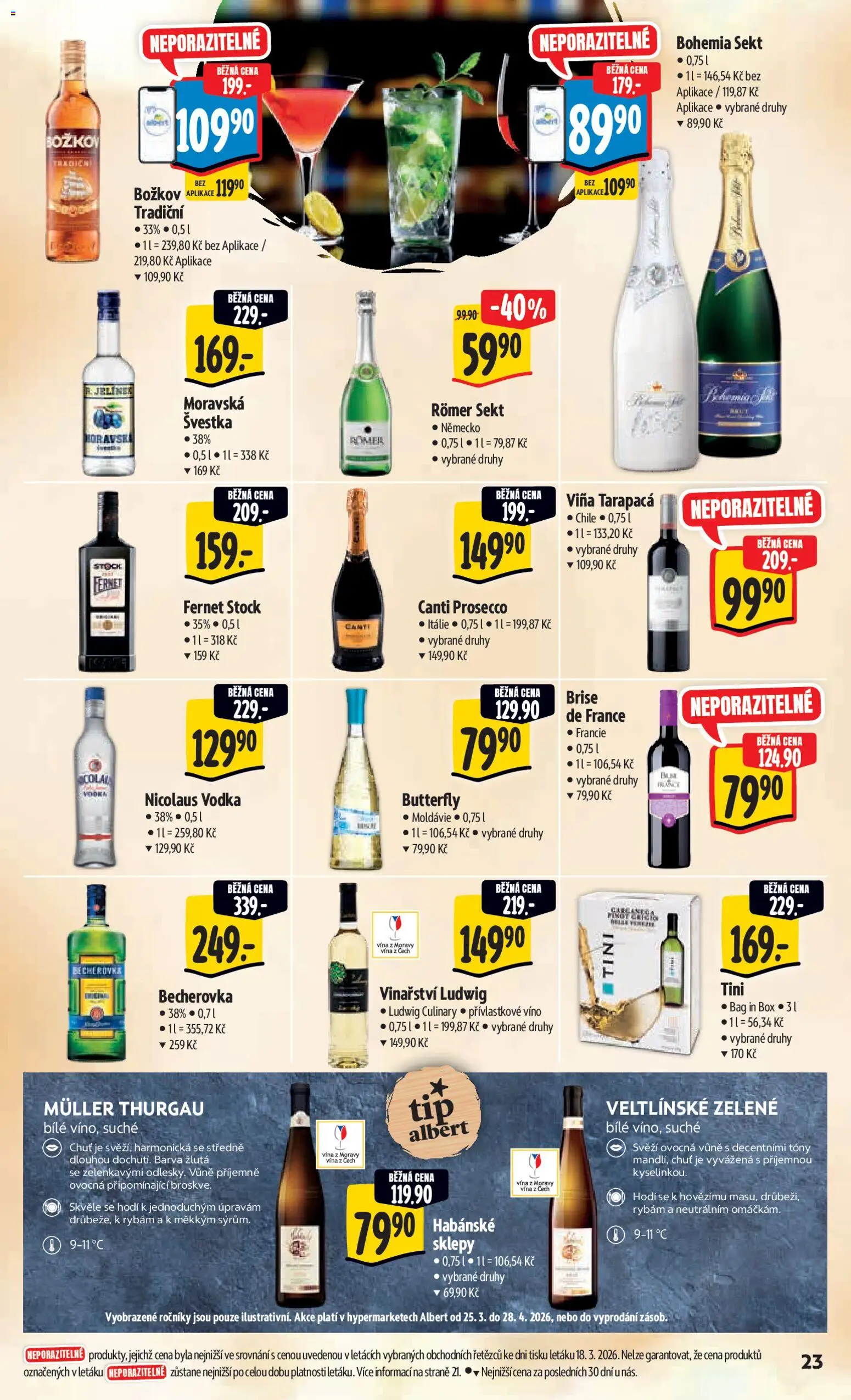 Albert leták - Hypermarket od 25.03.2026 | Strana: 31 | Produkty: Vodka, Sekt, Božkov, Becherovka