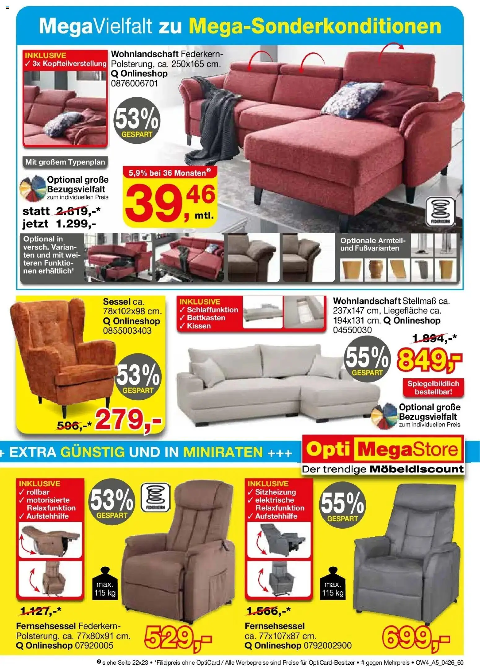 Angebote - Für Zuhause-Liebhaber – gültig ab 01.04.2026 | Seite: 61 | Produkte: Wohnlandschaft, Fernsehsessel, Kissen, Sessel