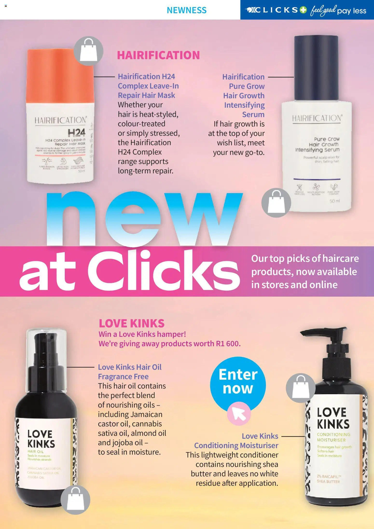 New Clicks catalogue – valid from 01.04.2026 | Page: 8 | Products: Serum, Butter, Fragrance, Hair mask