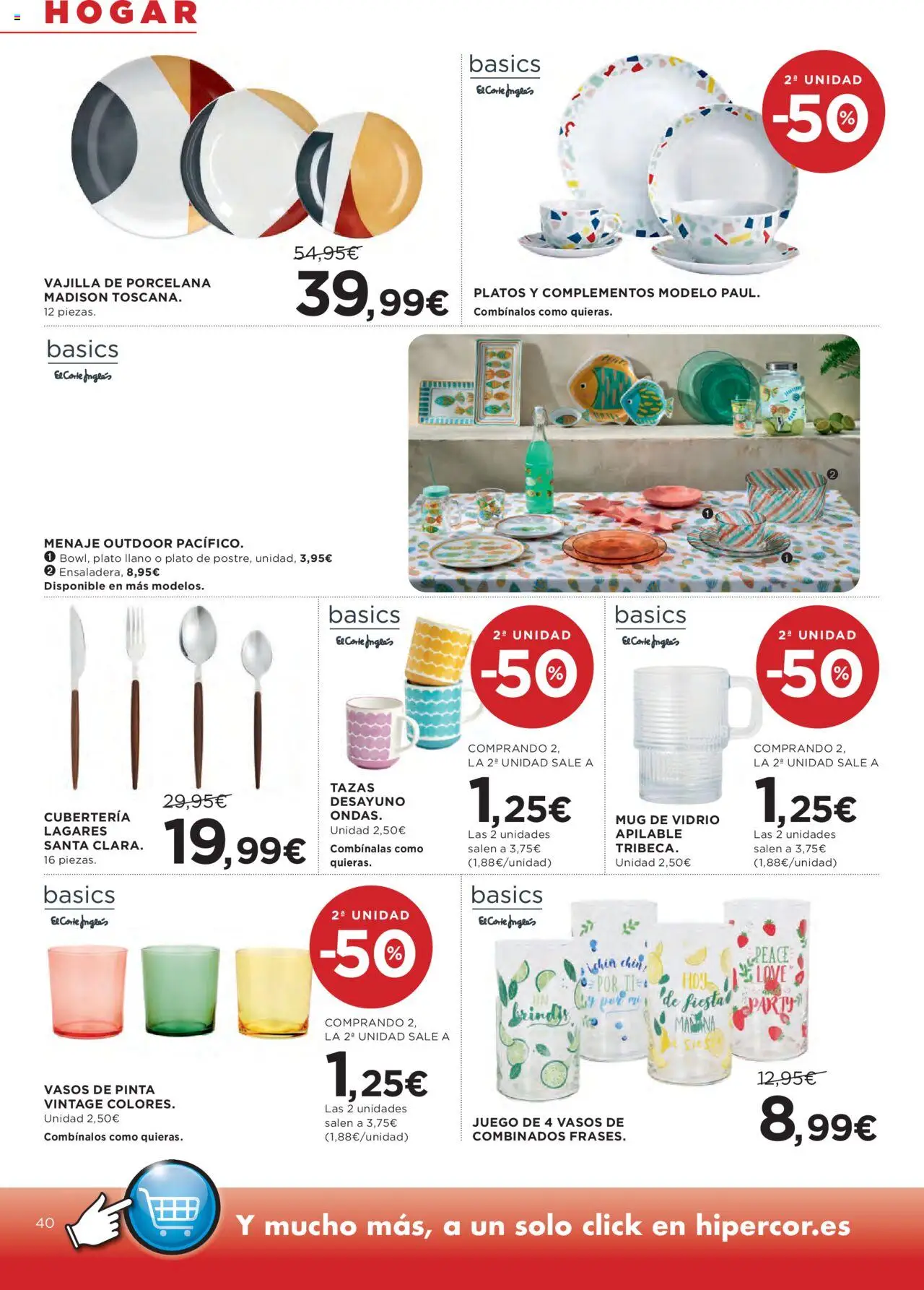 Hipercor catálogo │ válido desde el 05.06.2025 | Página: 46 | Productos: Vasos, Βρεφικό κρεβάτι, Cubertería