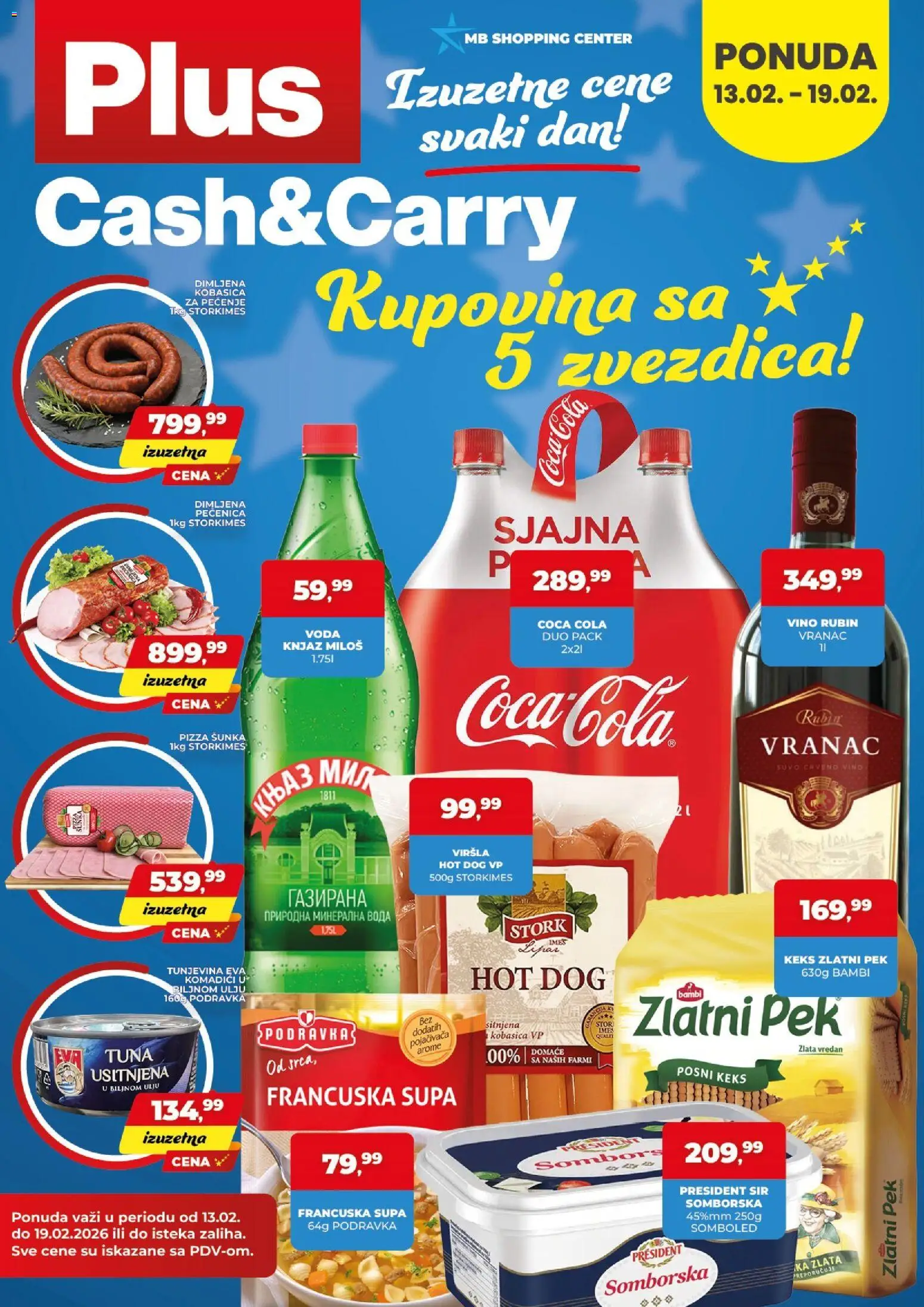 Plus Cash & Carry katalog - važi od 13.02.2026 | Strana: 1 | Proizvode: Vranac, Podravka, Hot dog, Pečenica