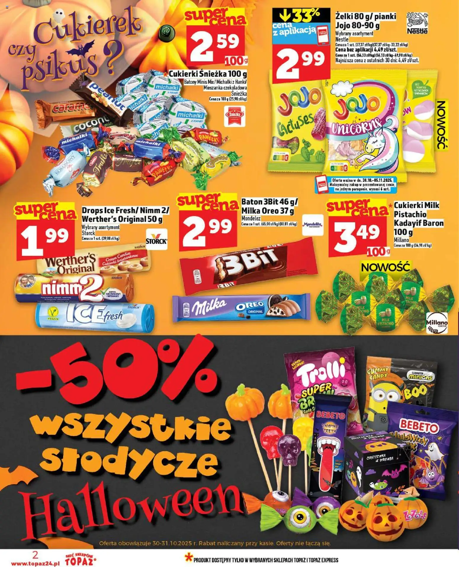 Topaz Gazetka - Żelków-Kolonia od 30.10.2025 | Strona: 2 | Produkty: Słodycze, Czekoladowa, Baton, Pianki