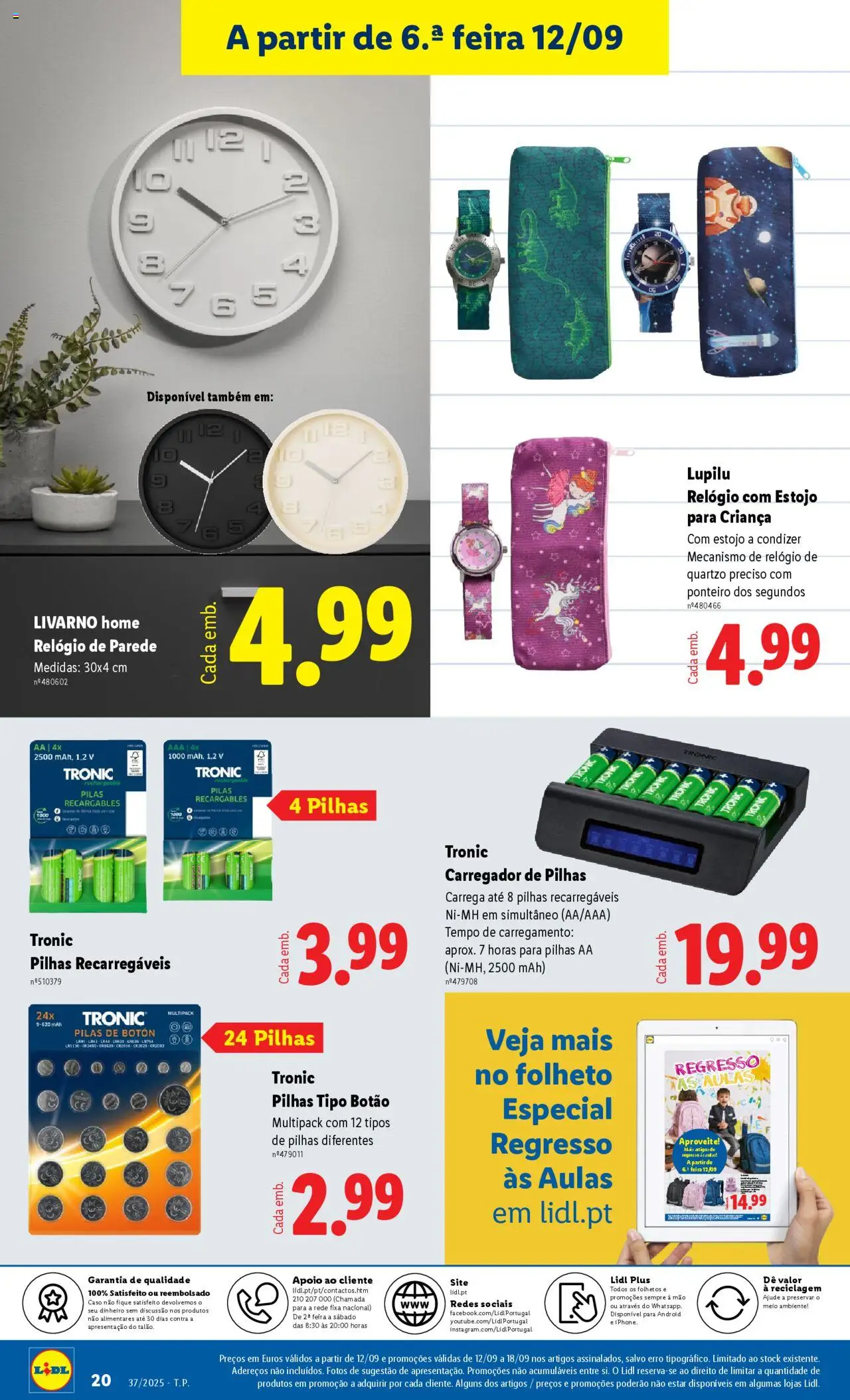Lidl Novidades │ válido de 08.09.2025 | Página: 20 | Produtos: Relógio, Pilhas