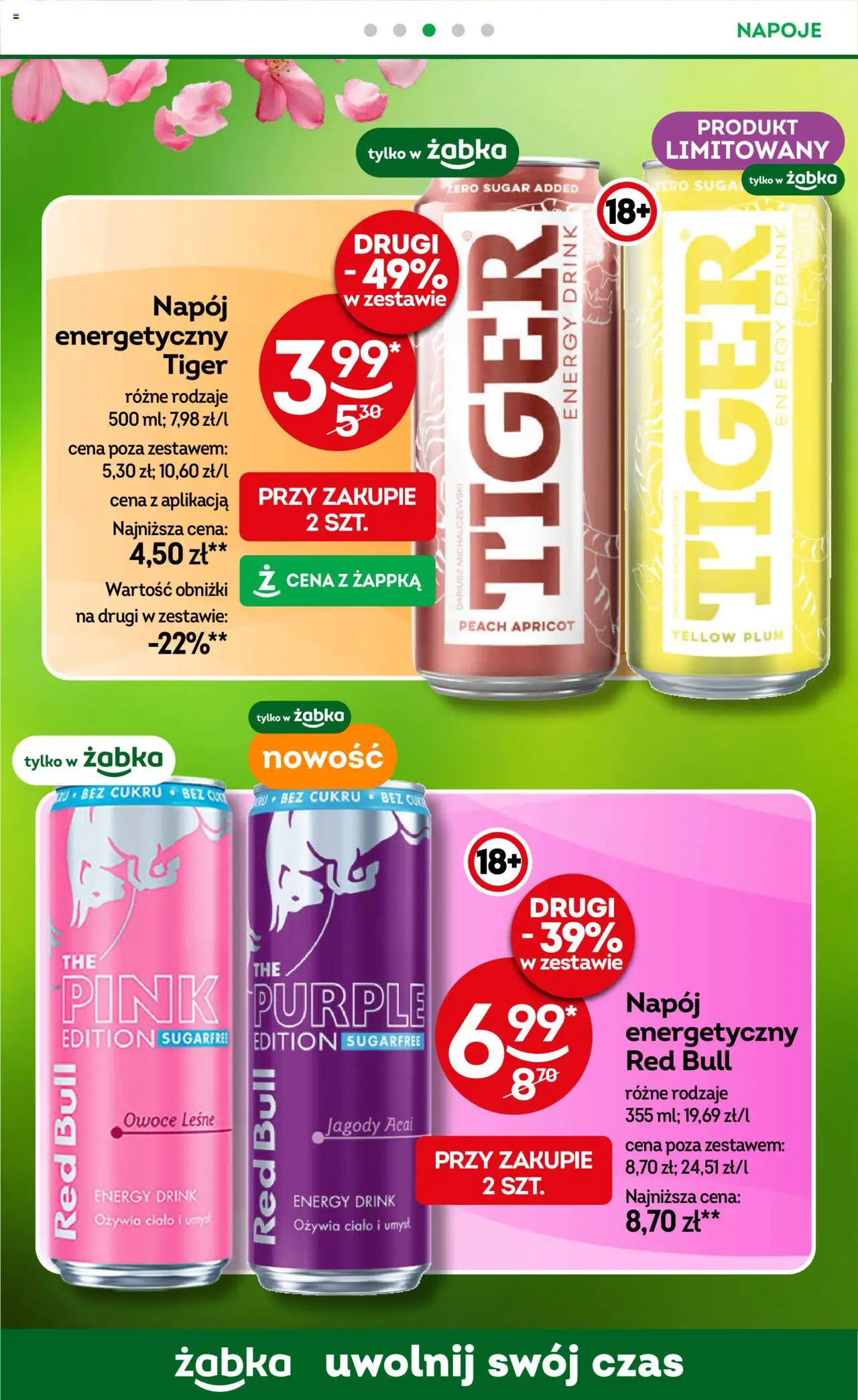 Żabka Gazetka od 18.06.2025 | Strona: 46 | Produkty: Jagody acai, Red bull, Napoje, Owoce