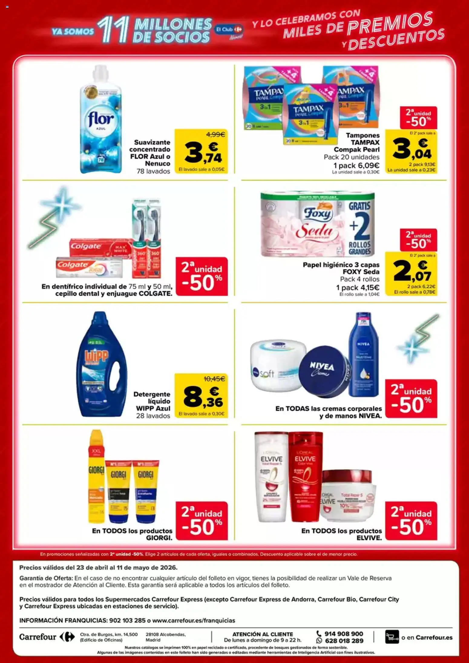 Carrefour Express folleto │ válido desde el 23.04.2026 | Página: 4 | Productos: Cepillo, Detergente, Papel higienico, Suavizante