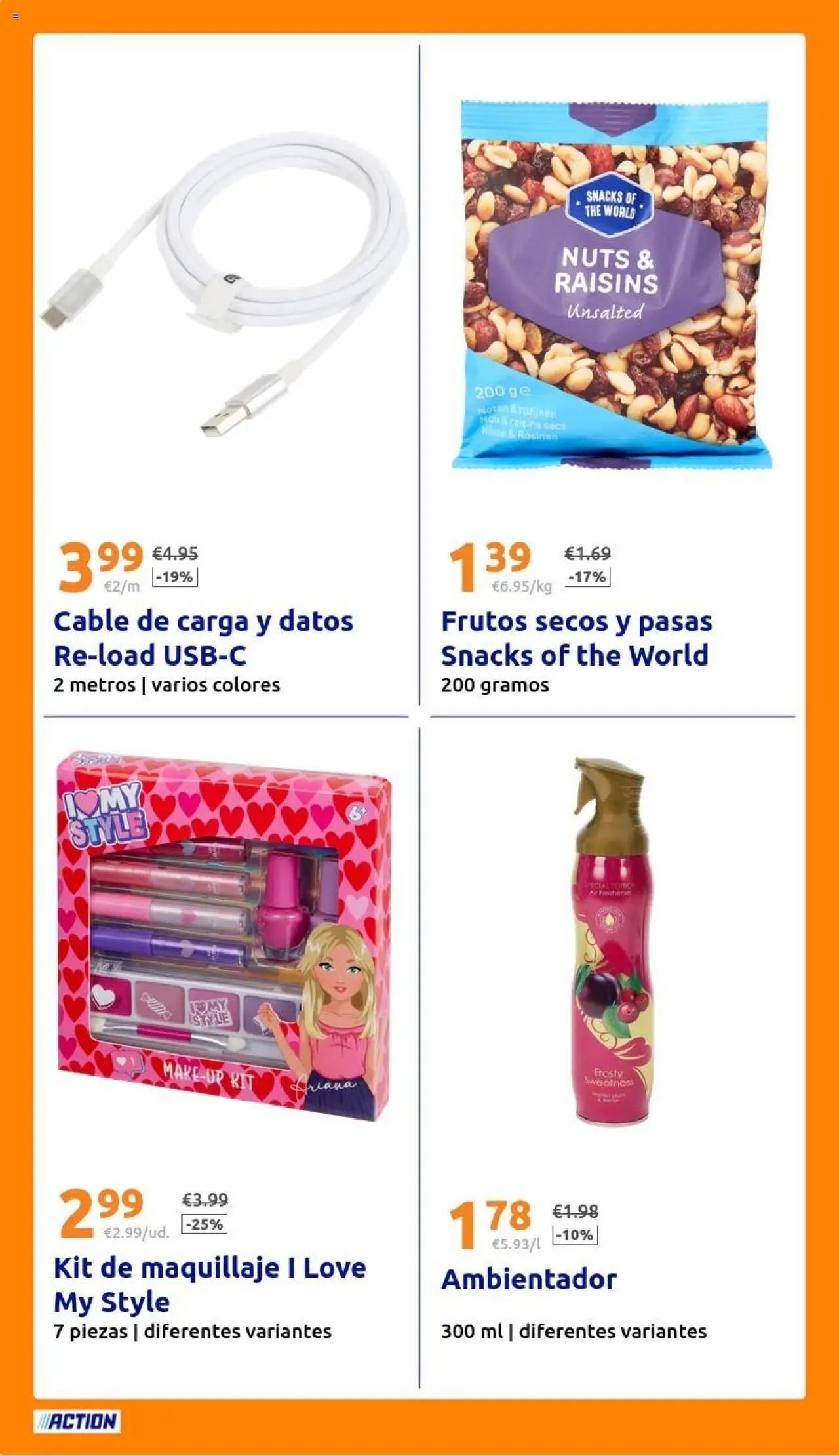 Action - Action ES week 42 2025 │ válido desde el 15.10.2025 | Página: 22 | Productos: Maquillaje, Frutos secos, Cable