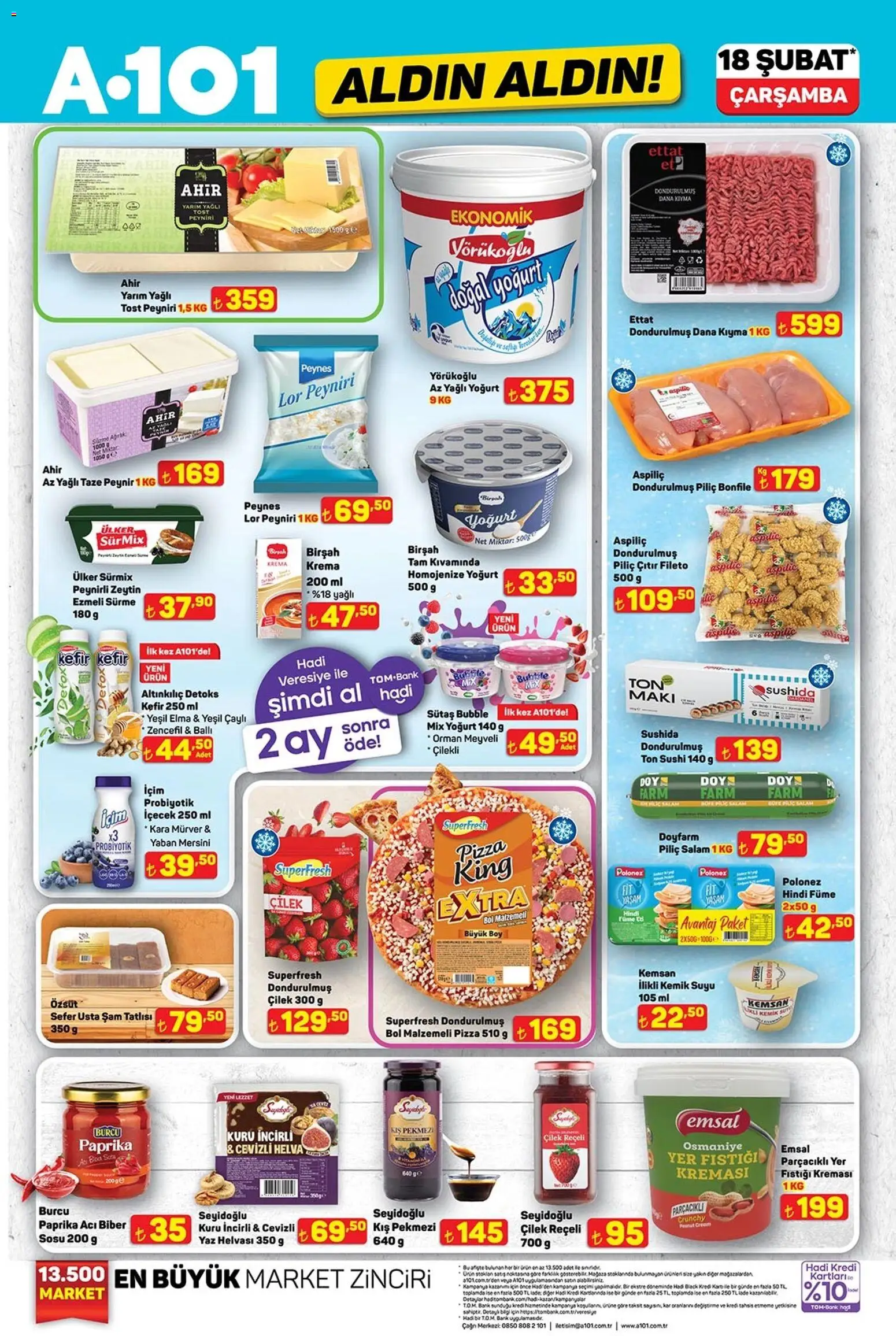A101 Katalog Aldın Aldın - 18.02.2026 tarihinden itibaren geçerlidir | Sayfa: 1 | Ürünler: Yer fıstığı, Piliç, Zeytin, Yaban mersini