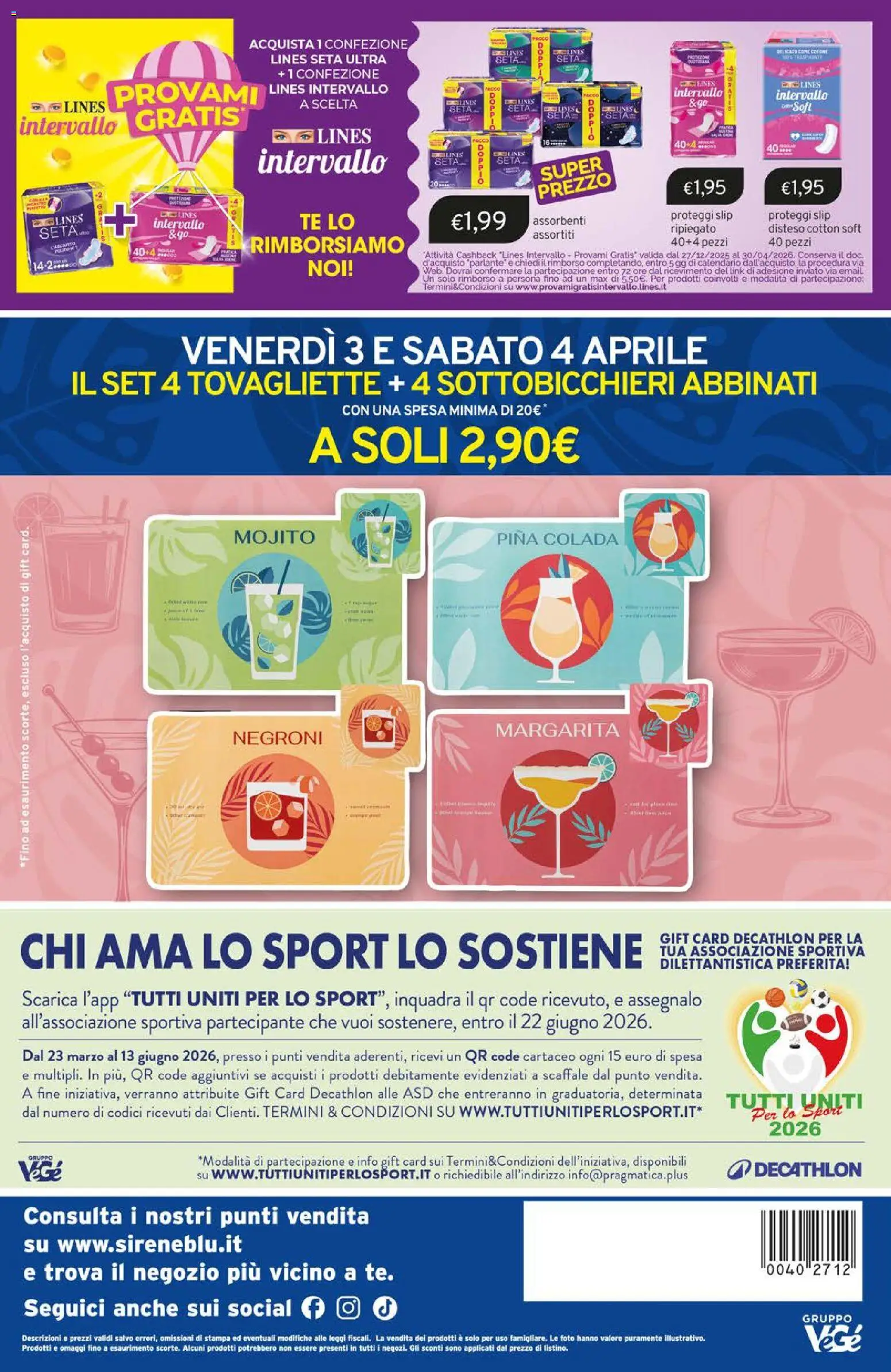 Volantino Sirene Blu del 01.04.2026 | Pagina: 20 | Prodotti: Tè, Scaffale, Stampa, Tovagliette