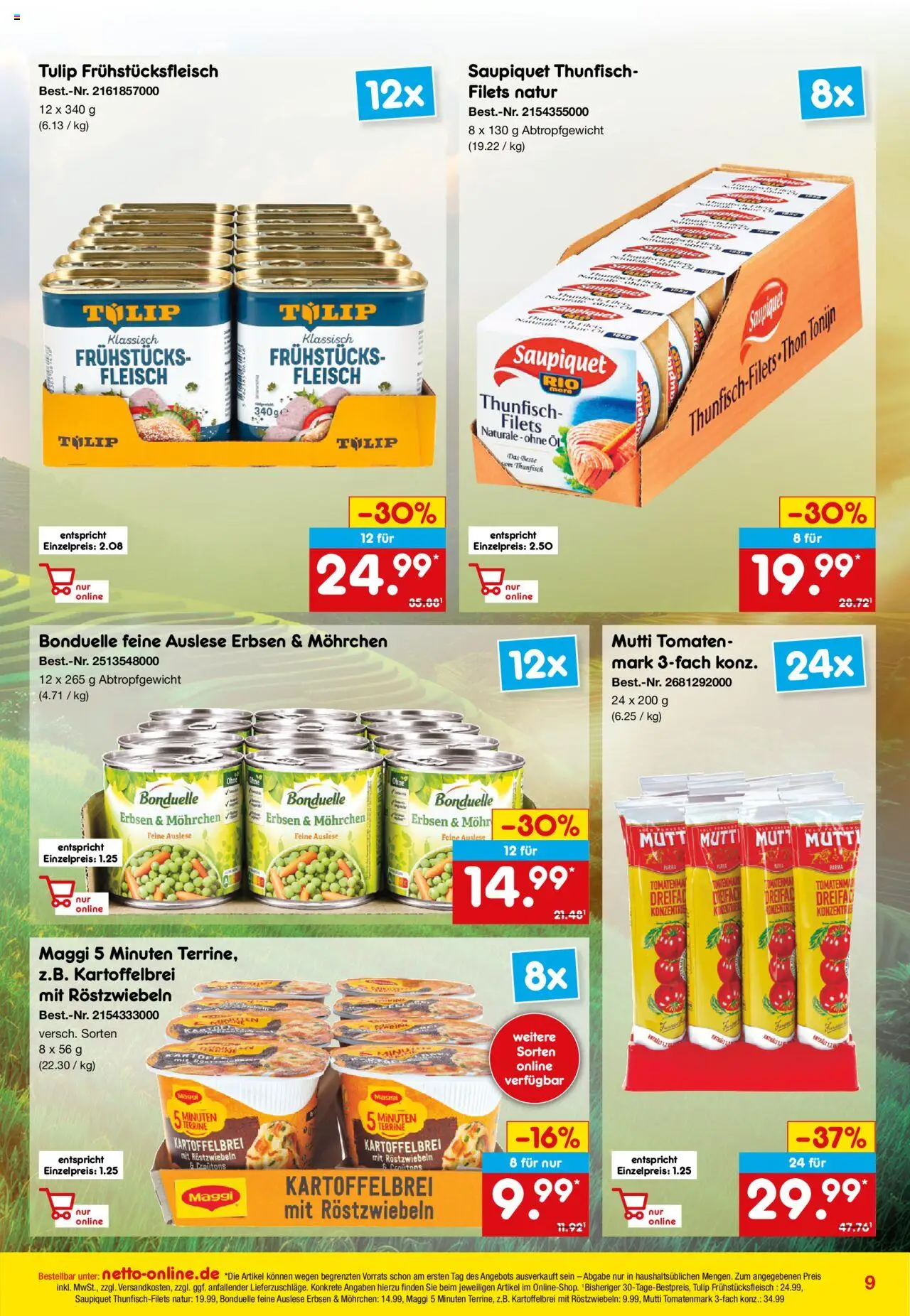 Netto Marken-Discount Online-Angebote September - gültig ab dem 01.09.2025 | Seite: 9 | Produkte: Maggi, Öl, Thunfisch, Erbsen