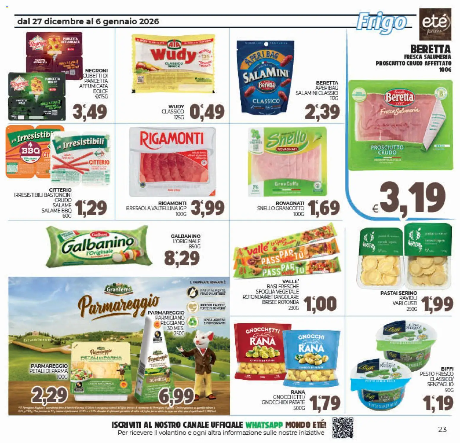 Volantino Eté del 27.12.2025 | Pagina: 23 | Prodotti: Salame, Bresaola, Prosciutto, Gnocchi