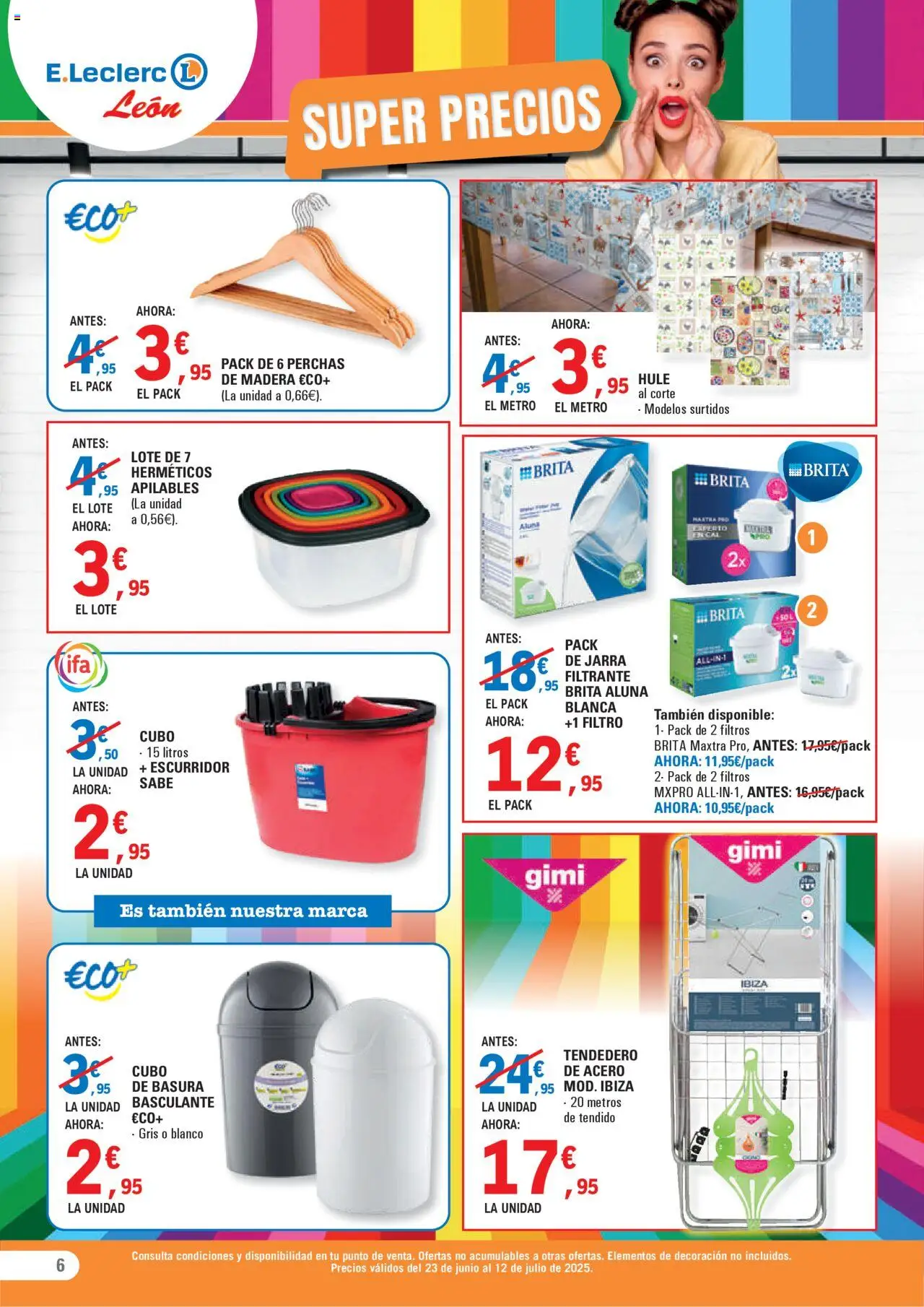 E.Leclerc folleto │ válido desde el 23.06.2025 | Página: 6 | Productos: Tendedero, Διακόπτης κυκλώματος