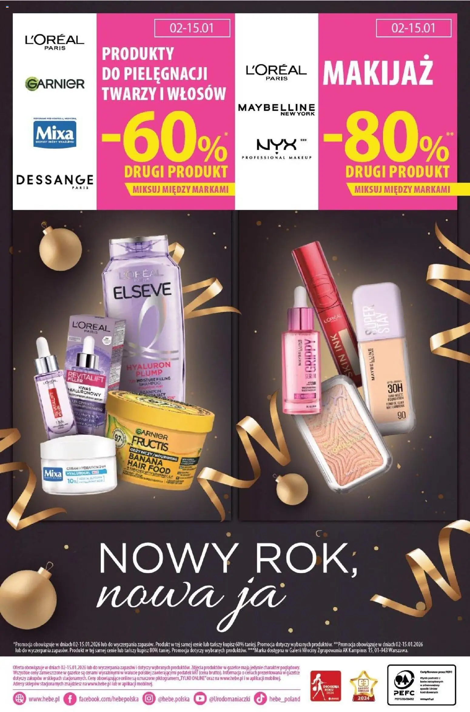 Hebe Gazetka od 02.01.2026 | Strona: 22 | Produkty: Makijaż, Szampon