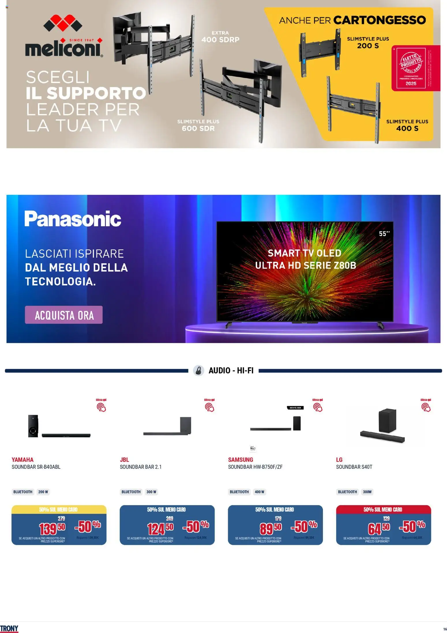 Volantino Trony del 04.12.2025 | Pagina: 16 | Prodotti: smart TV, Soundbar, TV, Samsung