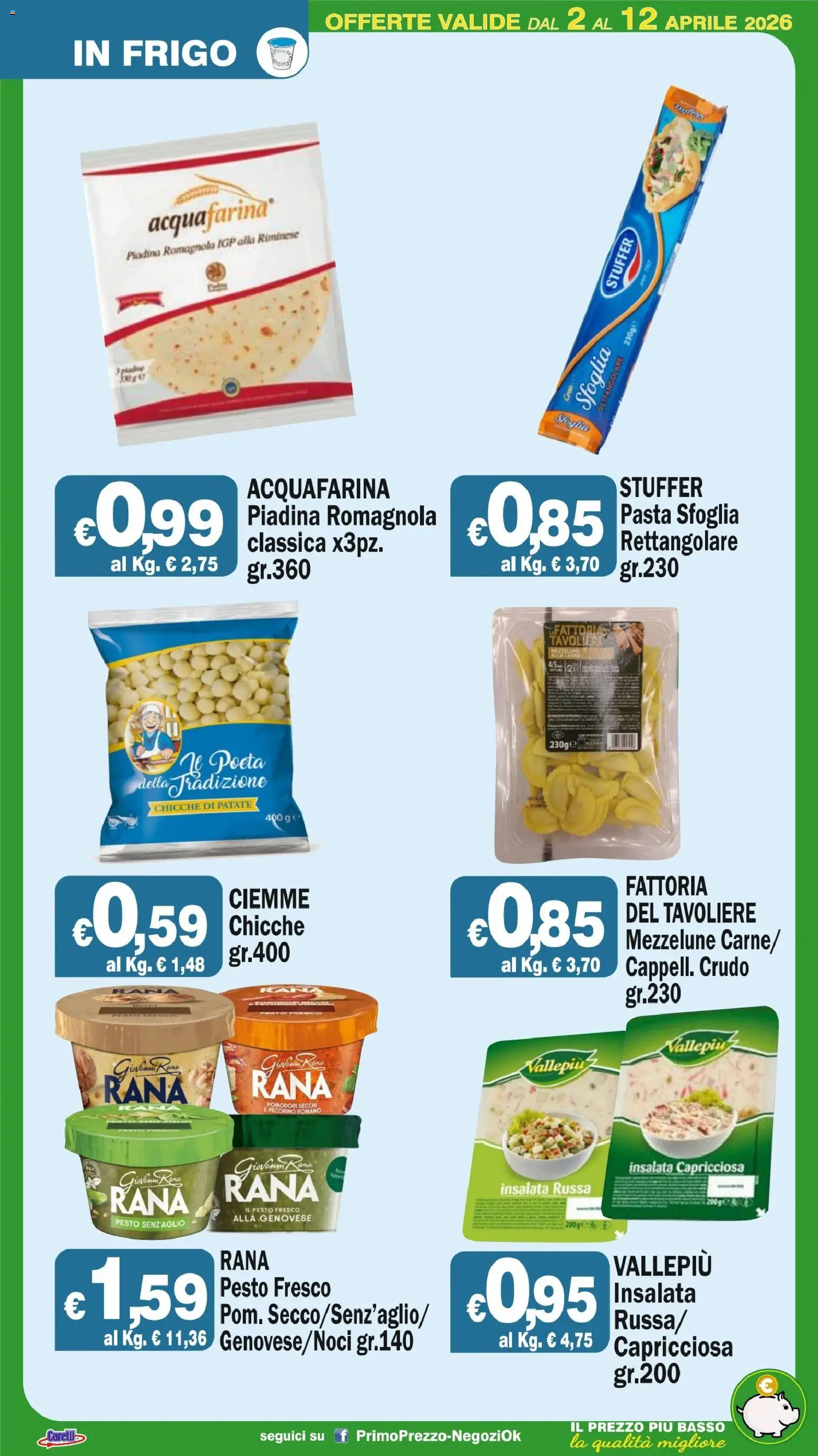 Volantino Primo Prezzo del 02.04.2026 | Pagina: 49 | Prodotti: Pasta, Piadina, Pecorino Romano, Pecorino
