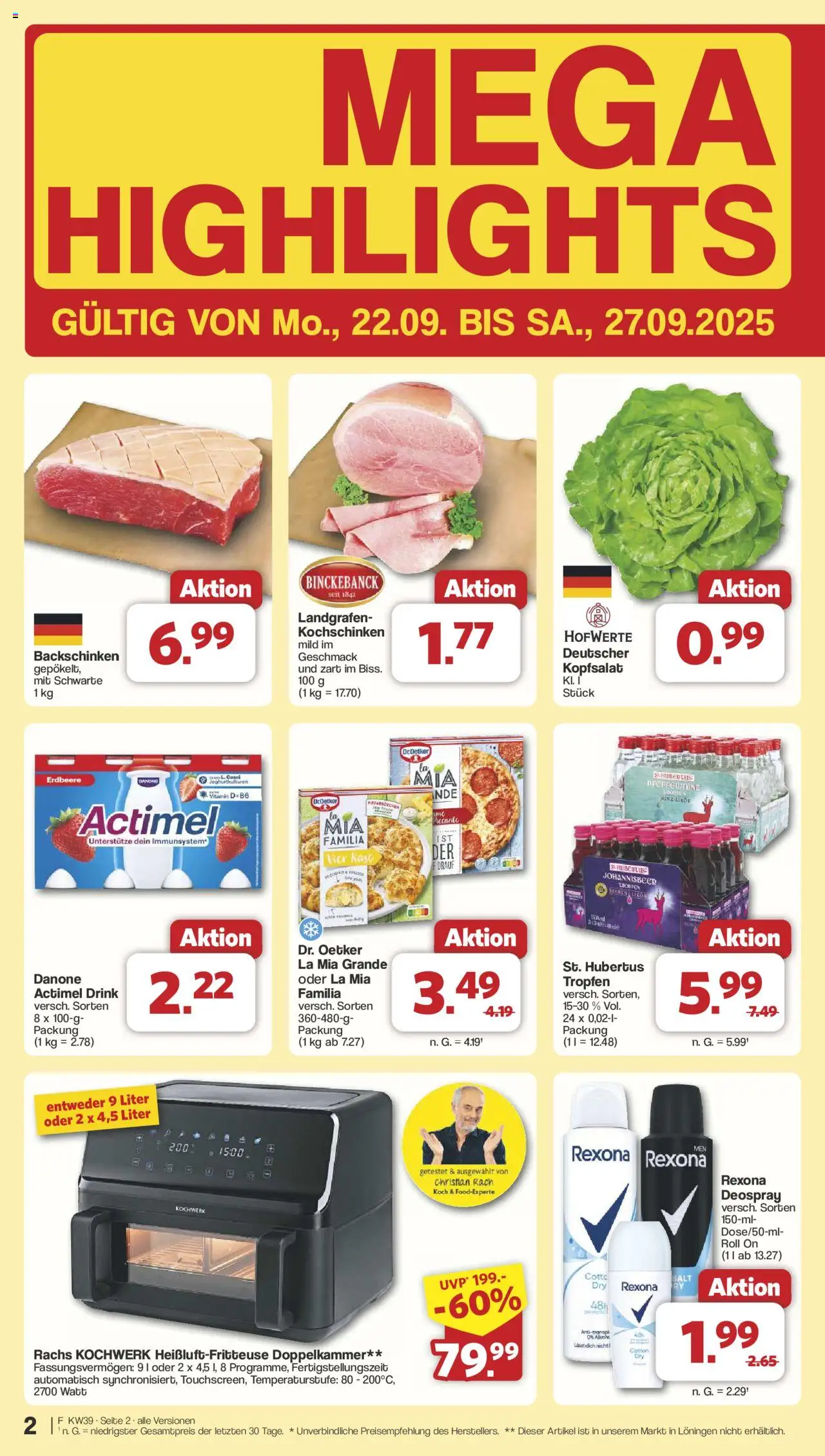 Famila Nordwest Prospekt 	 – gültig ab 22.09.2025 | Seite: 2 | Produkte: Actimel, Deospray, Heißluftfritteuse