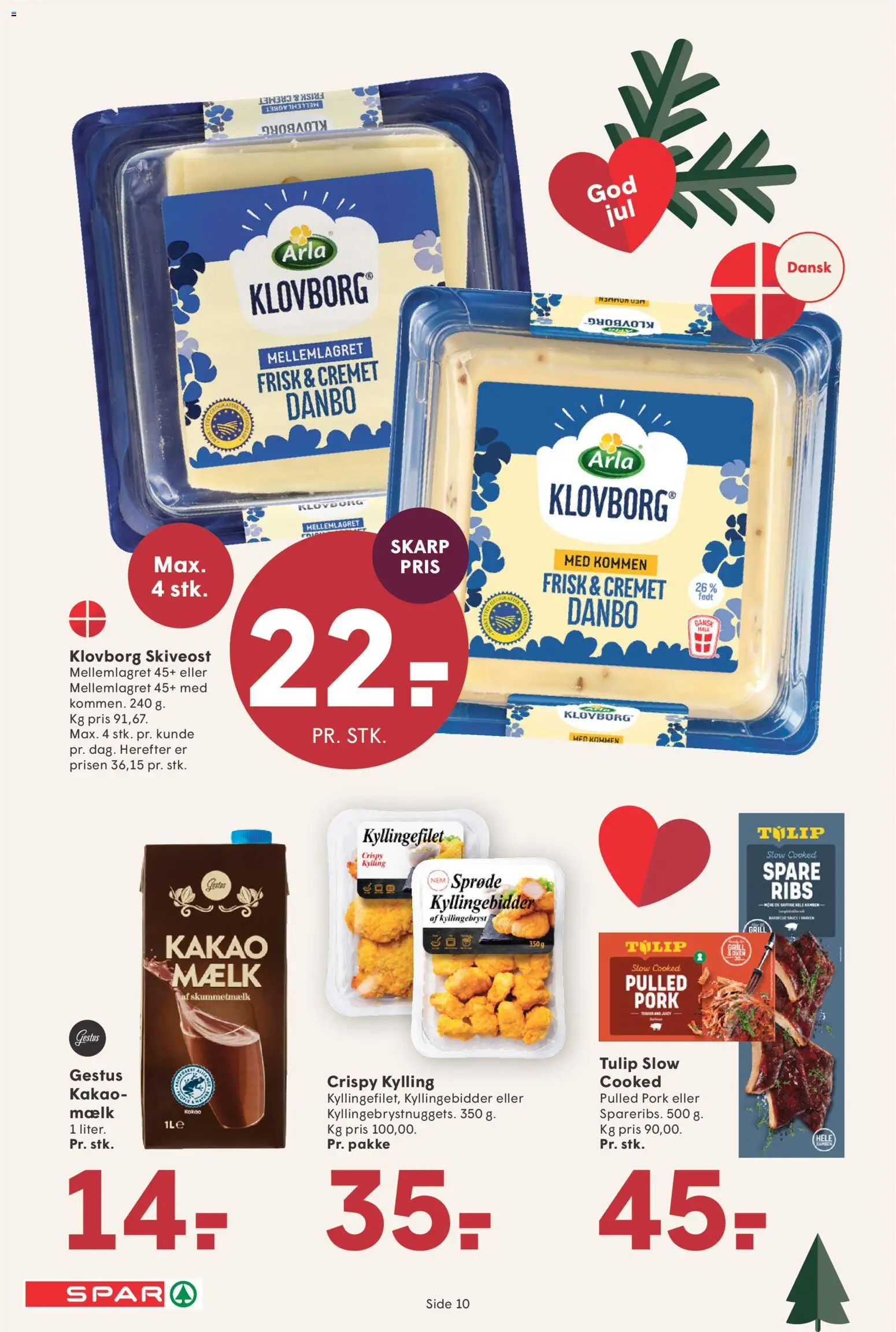 Spar tilbudsavis – gyldig fra 21.11.2025 | Side: 10 | Produkter: Mælk, Ribs, Kakao, Skiveost