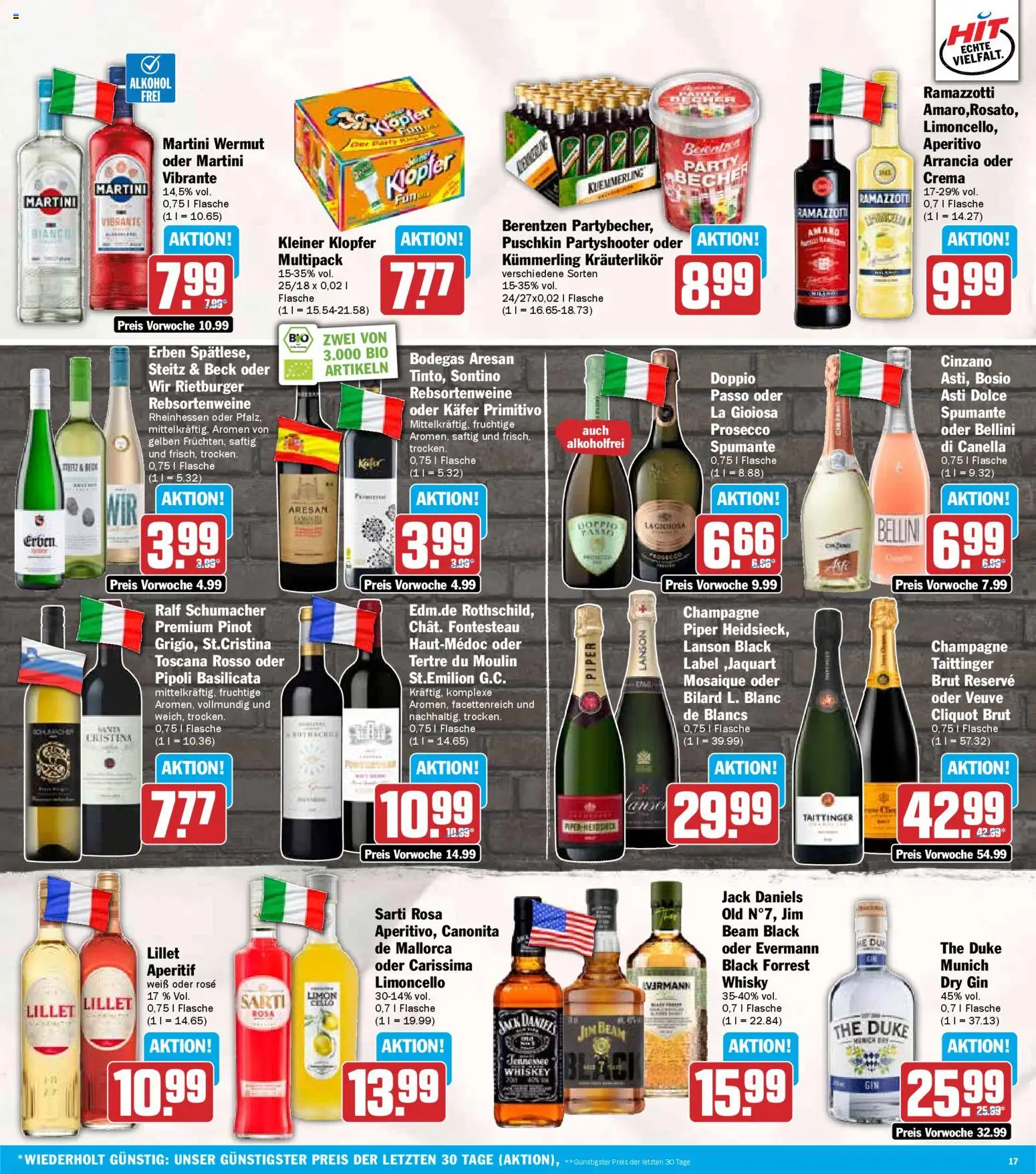 HIT Bayern – gültig ab 29.12.2025 | Seite: 17 | Produkte: Martini, Gin, Ramazzotti, Berentzen