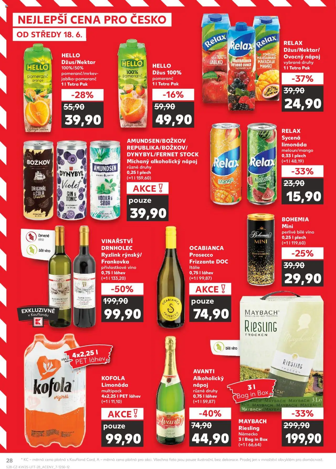 Kaufland leták od 18.06.2025 | Strana: 28 | Produkty: Bílé víno, Kofola, Avanti, Láhev