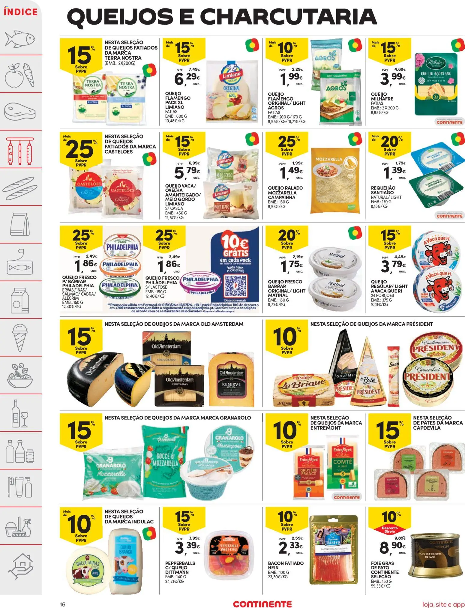 Continente folheto │ válido de 31.03.2026 | Página: 16 | Produtos: Cream cheese, Campainha, Queijo, Mascarpone