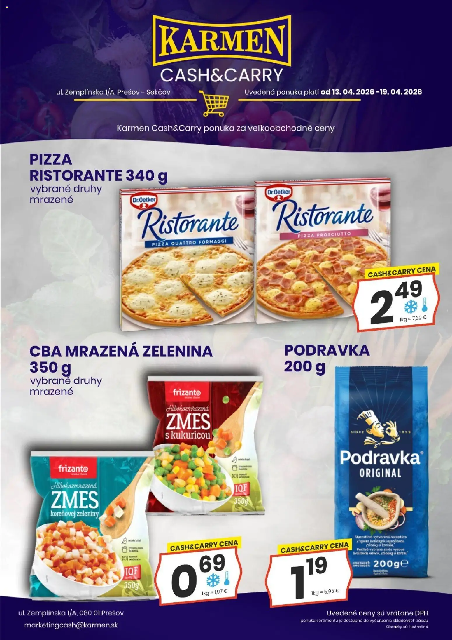Nové KARMEN CBA akcie – leták je platný od 13.04.2026 | Strana: 5 | Produkty: Pizza, Mrazená zelenina