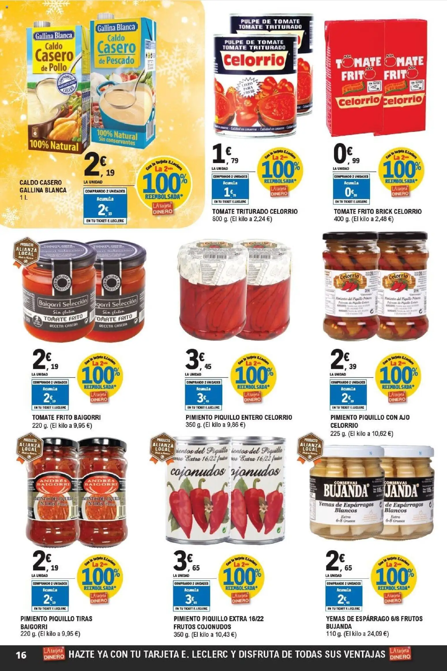 E.Leclerc folleto │ válido desde el 07.01.2026 | Página: 16 | Productos: Pescado, Νερό καρύδας, Κάδος απορρυμάτων, Tomate triturado