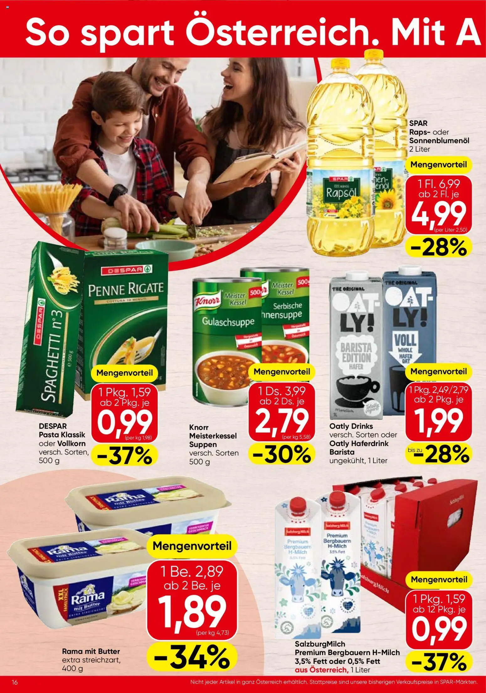 Spar Flugblatt - Burgenland gültig ab 23.10.2025 | Seite: 16 | Produkte: Pasta, Butter, Hajdina liszt