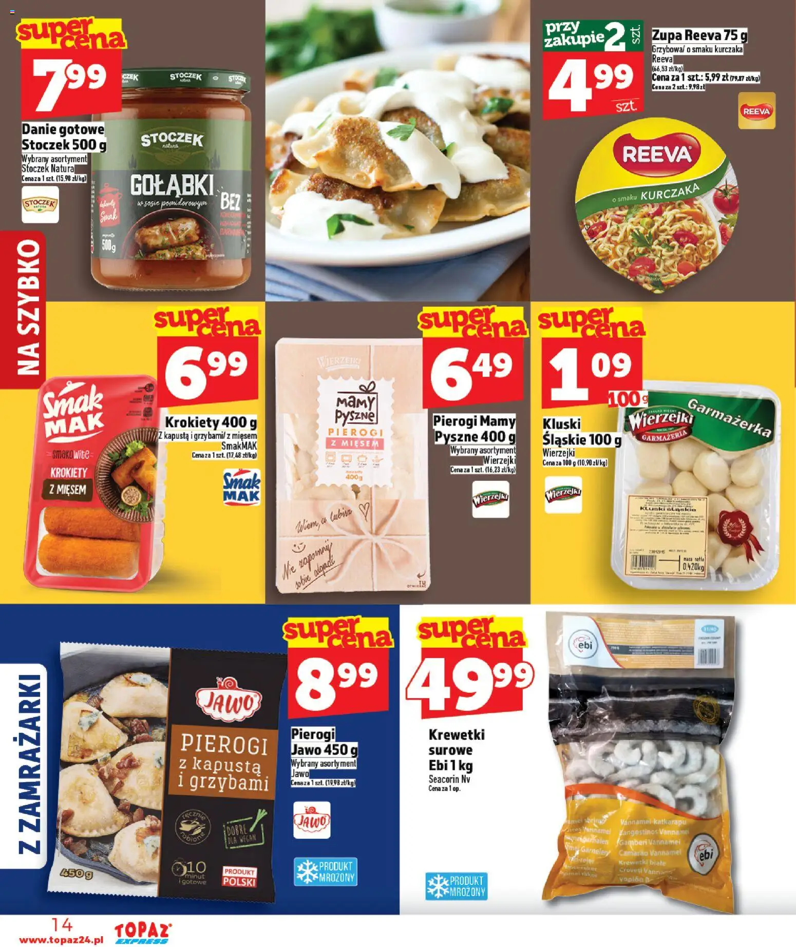 Topaz gazetka - Express od 09.04.2026 | Strona: 14 | Produkty: Kapusta, Krewetki, Krokiety, Zupa