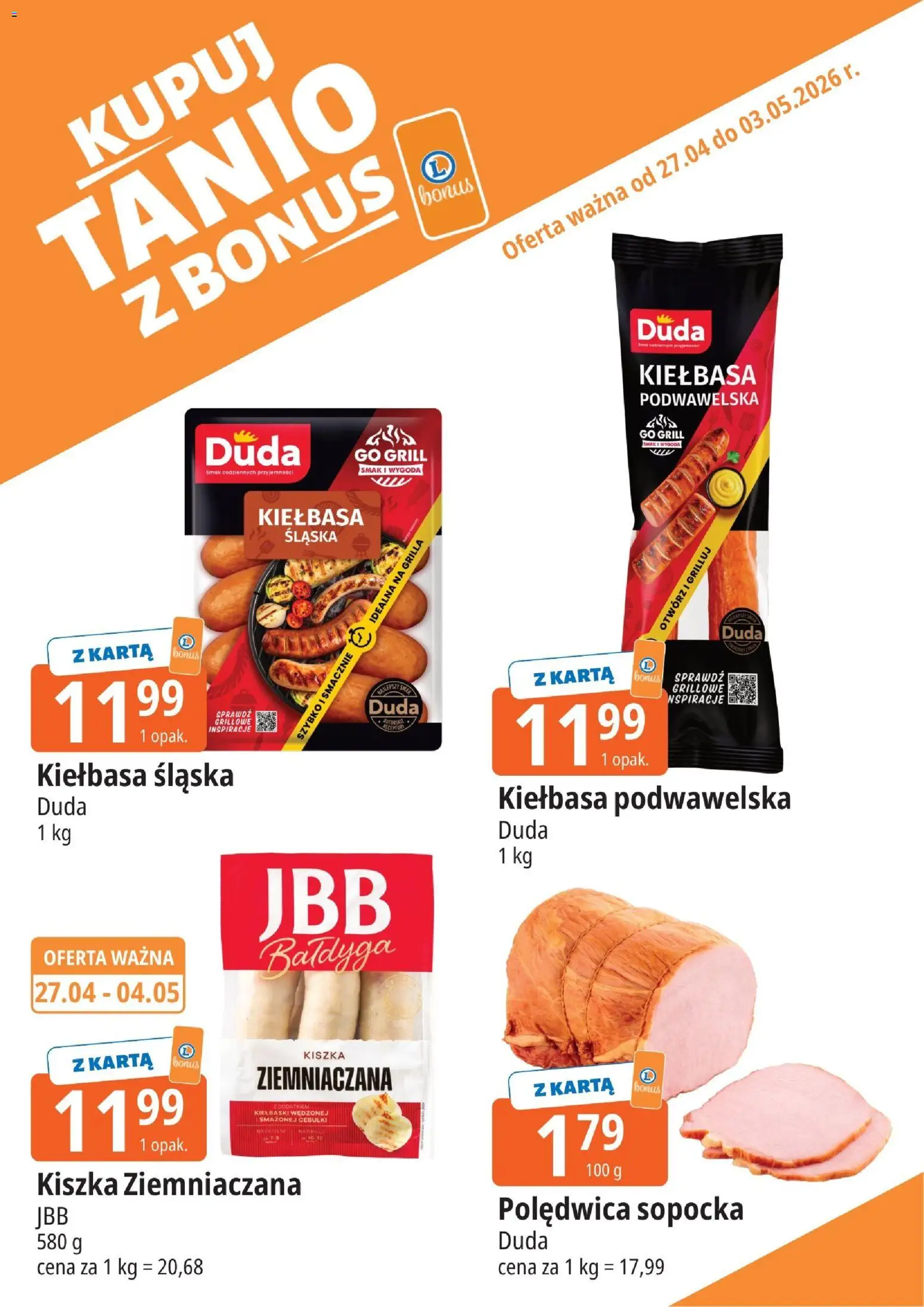 E.Leclerc gazetka - Zamość kupony dodatkowe od 27.04.2026 | Strona: 7 | Produkty: Kiełbasa, Karta, Grill, Kiełbasa śląska