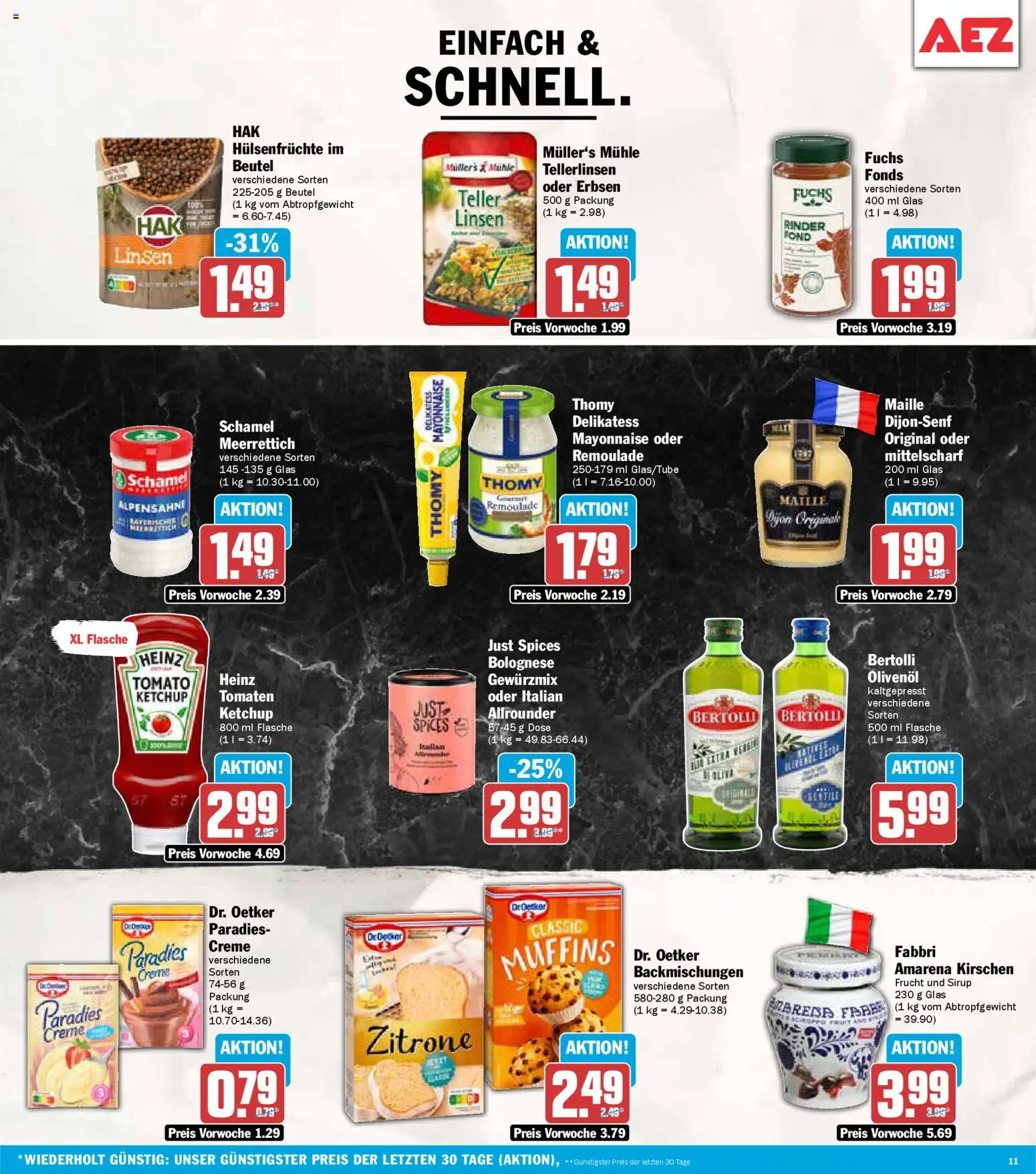 AEZ Prospekt 	 – gültig ab 19.01.2026 | Seite: 11 | Produkte: Mühle, Creme, Mayonnaise, Erbsen