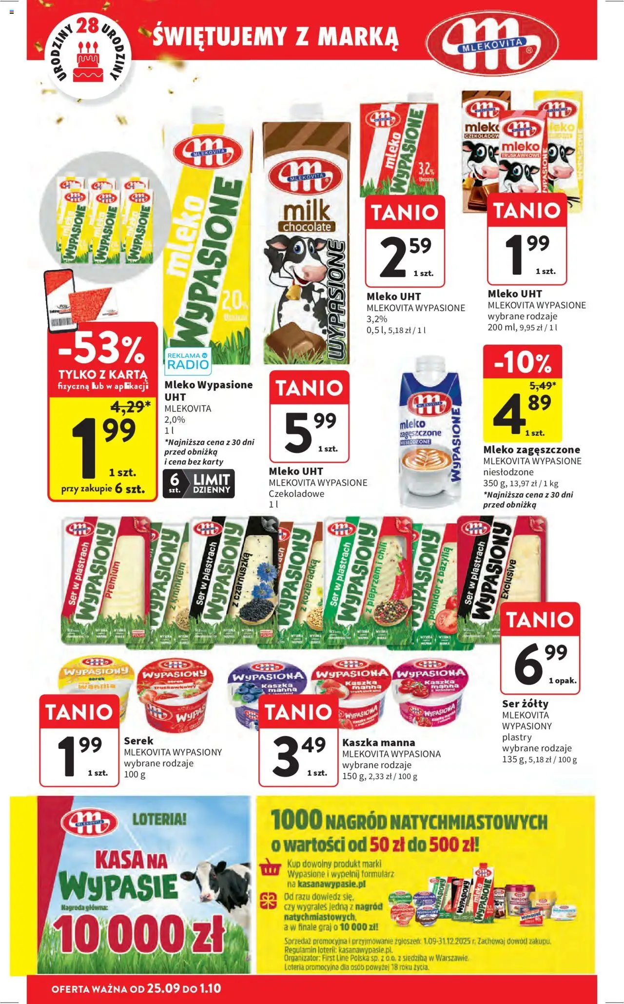 Intermarche Gazetka od 25.09.2025 | Strona: 12 | Produkty: Karta, Czarnuszka, Kaszka manna, Mleko