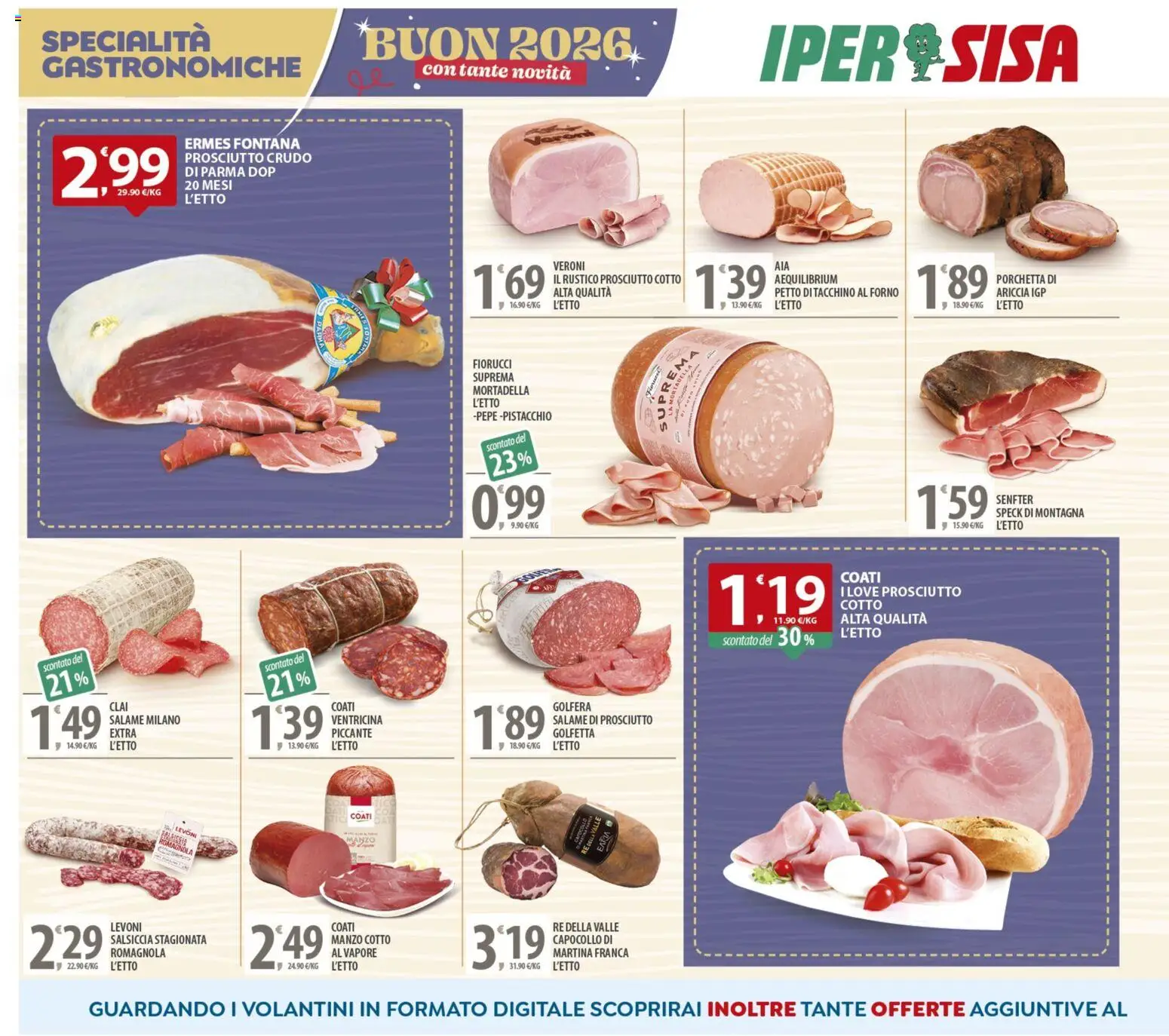 Volantino SISA del 27.12.2025 | Pagina: 4 | Prodotti: Speck, Porchetta, Salame, Forno