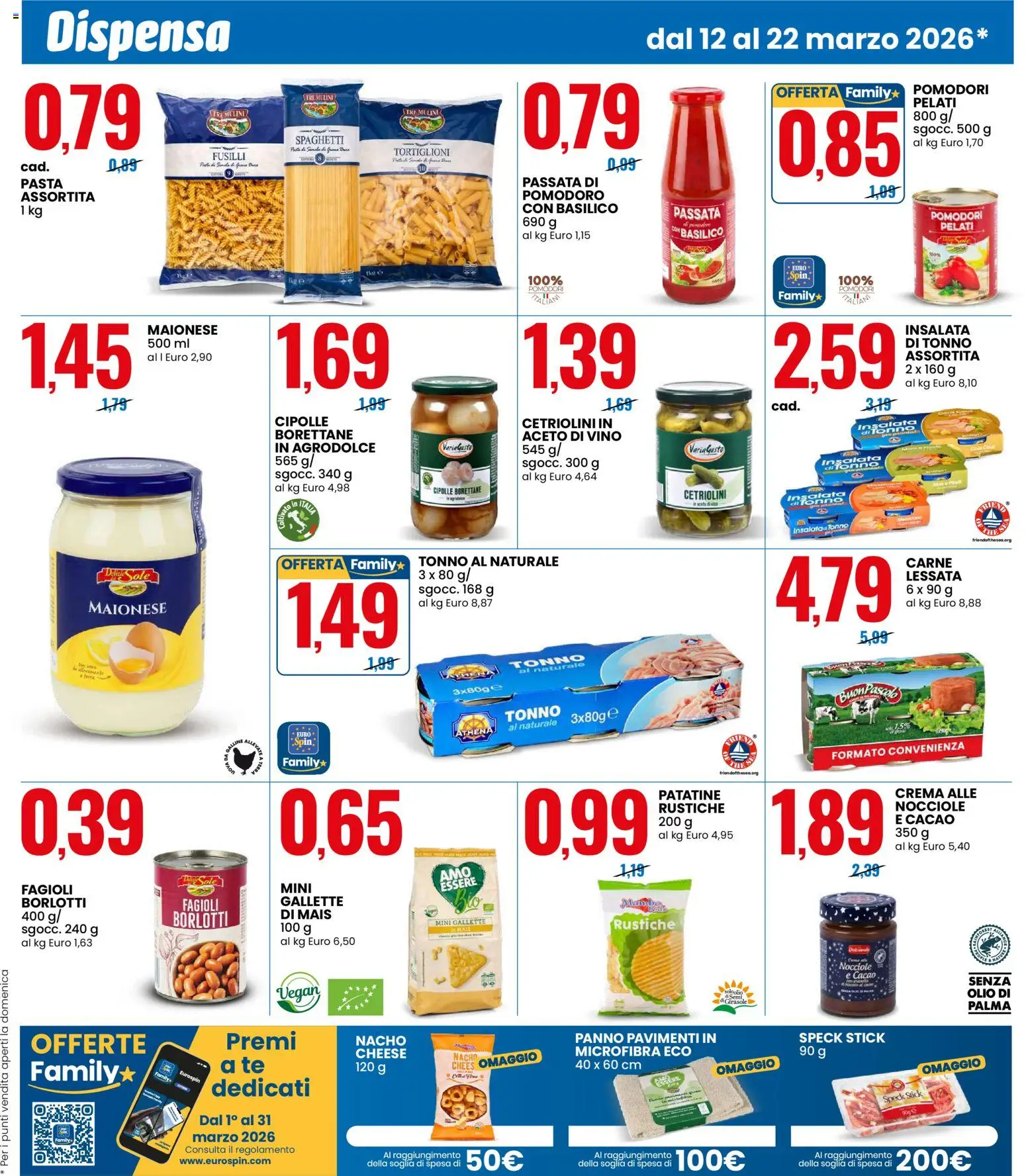 Volantino Eurospin del 12.03.2026 | Pagina: 3 | Prodotti: Patatine, Pasta, Nocciole, Terra