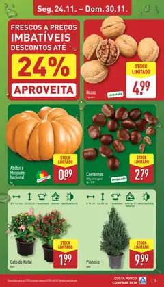 Pré-visualização Aldi folheto válido de 24.11.2025 | Página: 3 | Produtos: Castanhas, Vaso, Abóbora, Nozes