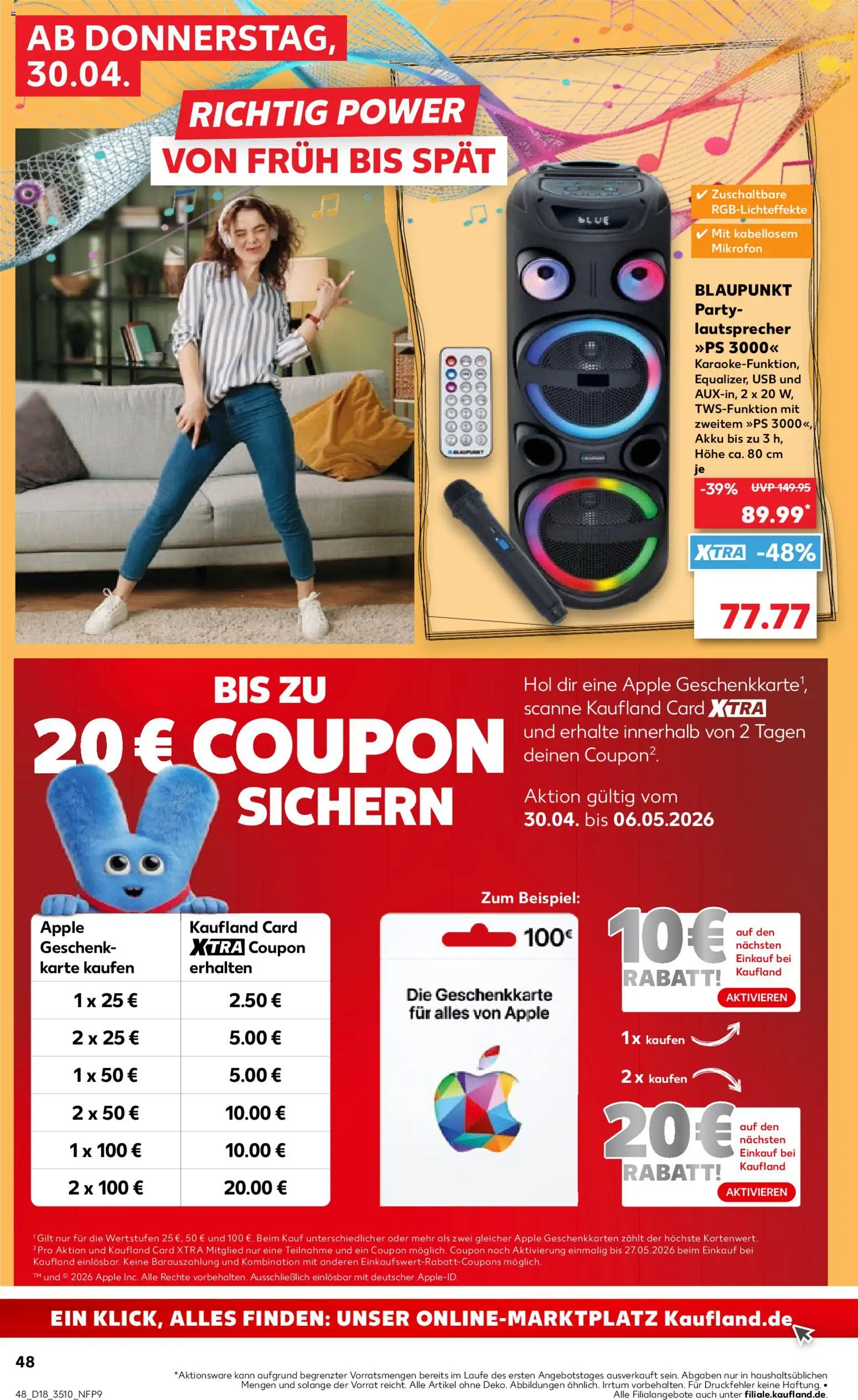 Kaufland Prospekt Leipzig	 – gültig ab 30.04.2026 | Seite: 48 | Produkte: Mikrofon, Lautsprecher, USB, Apple