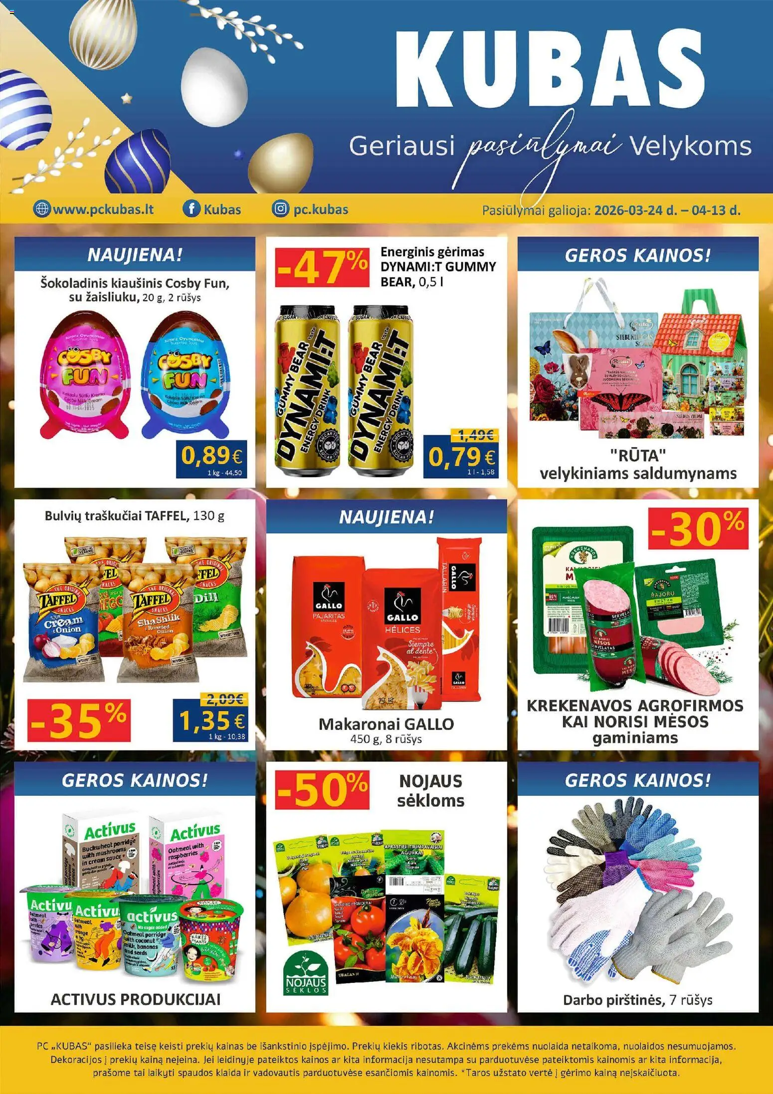 Kubas akcijos nuo 24.03.2026 | Puslapis: 1 | Prekių: Agurkai, Sėklos, Energinis gėrimas, Makaronai