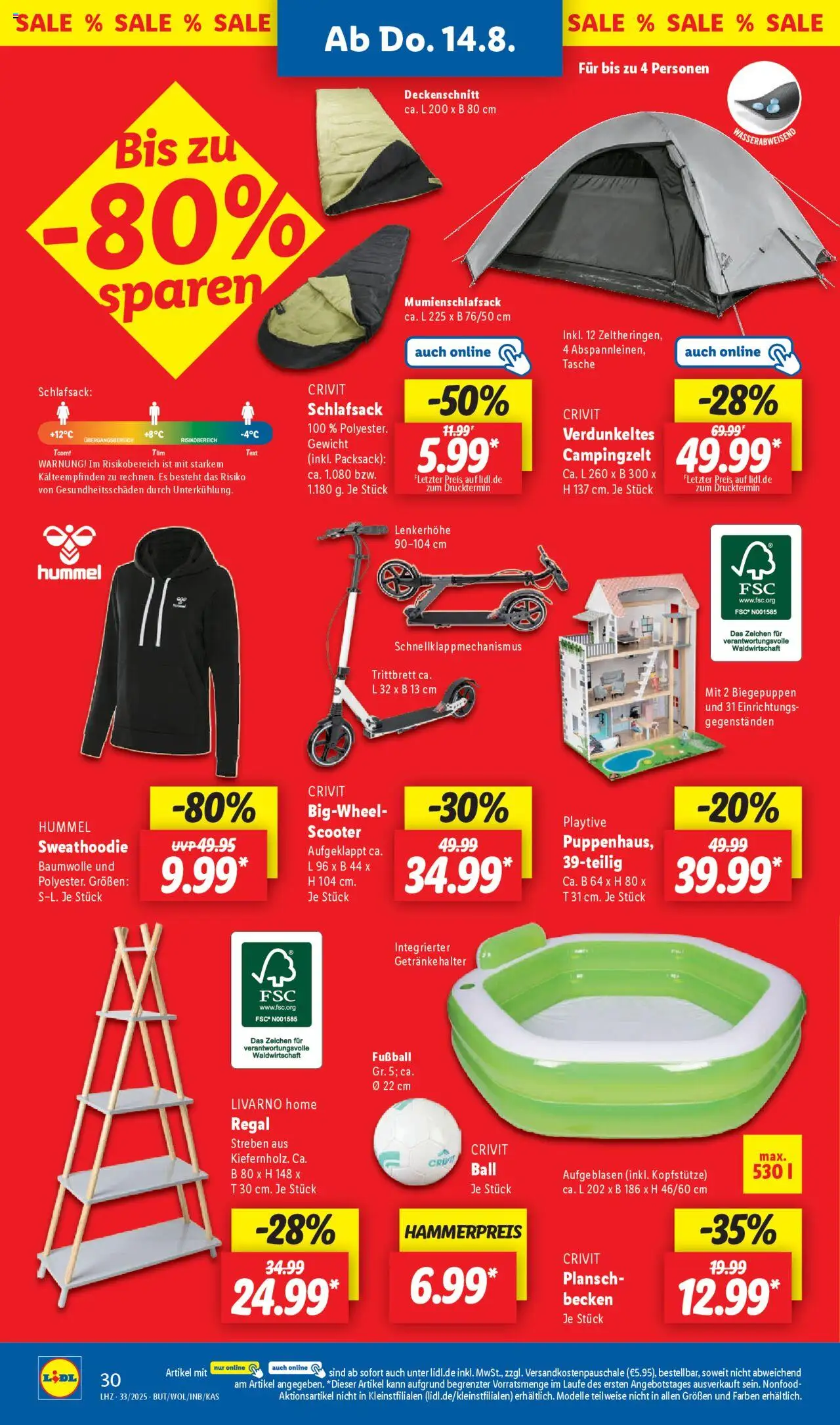 Lidl Prospekt Trier - gültig ab dem 11.08.2025 | Seite: 44 | Produkte: Gewicht, Scooter, Schlafsack, Fußball