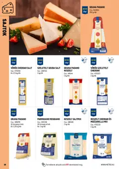 Metro akciós ujság - amely érvényes a következő dátumtól: 01.06.2025 | Oldal: 10 | Termékek: Sajtok, Gouda, Grana padano, Cheddar
