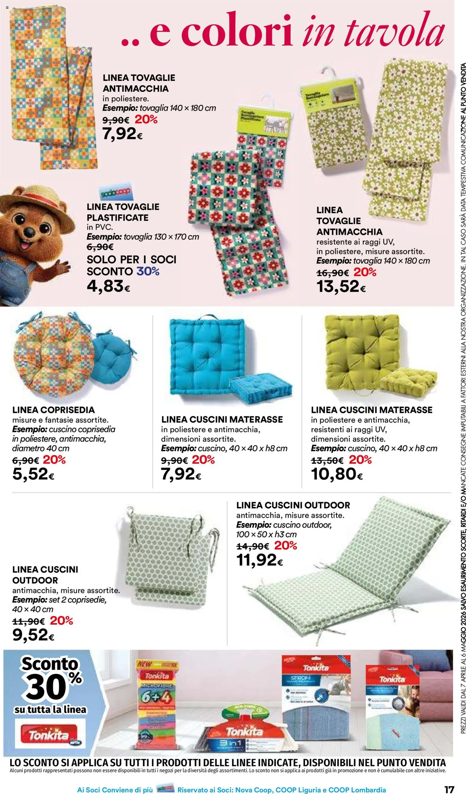 Volantino Ipercoop del 07.04.2026 | Pagina: 17 | Prodotti: Data, Cuscino, Tovaglia, Coprisedia