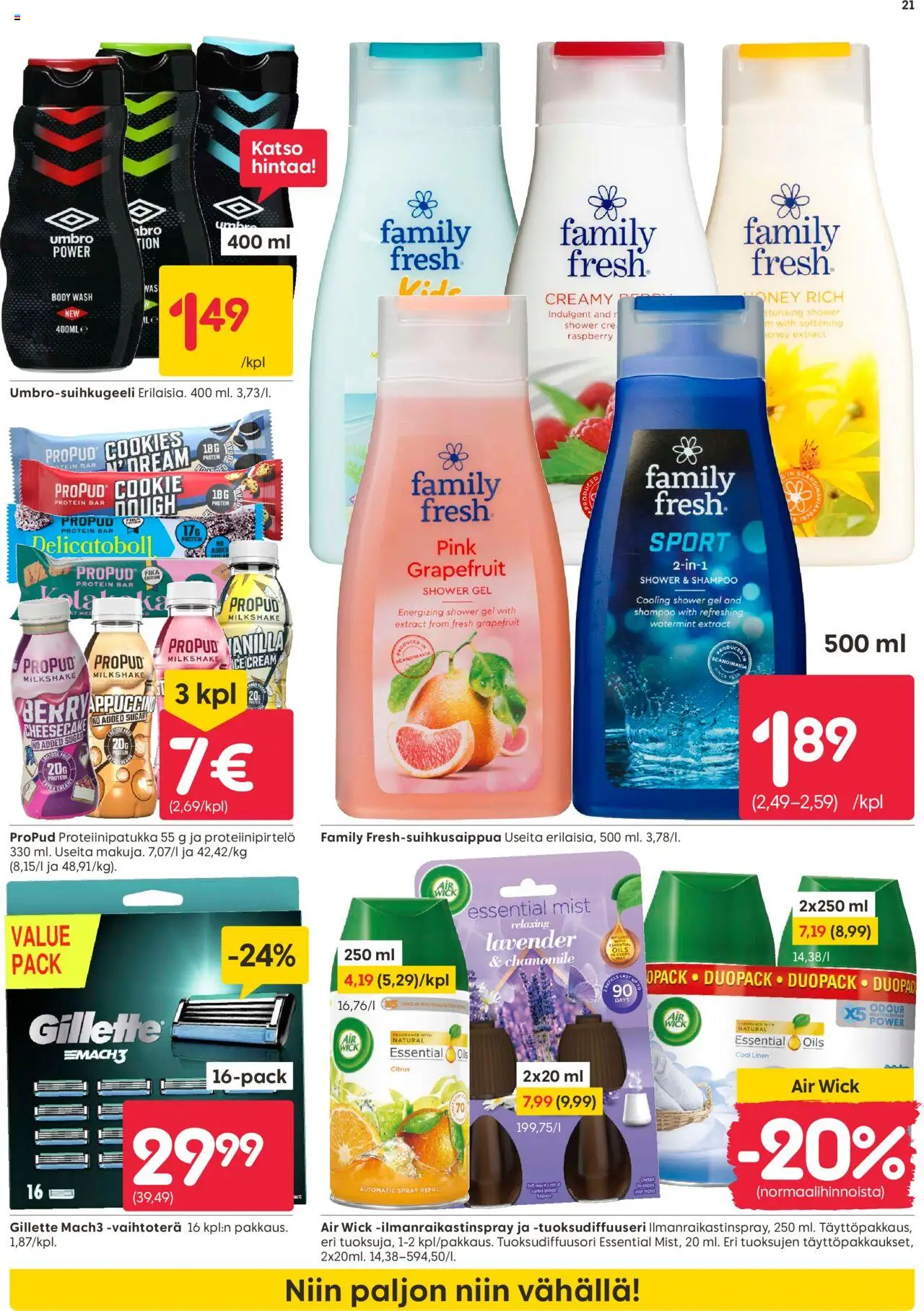  | Sivu: 21 | Tuotteet: Shampoo, Proteiinipatukka
