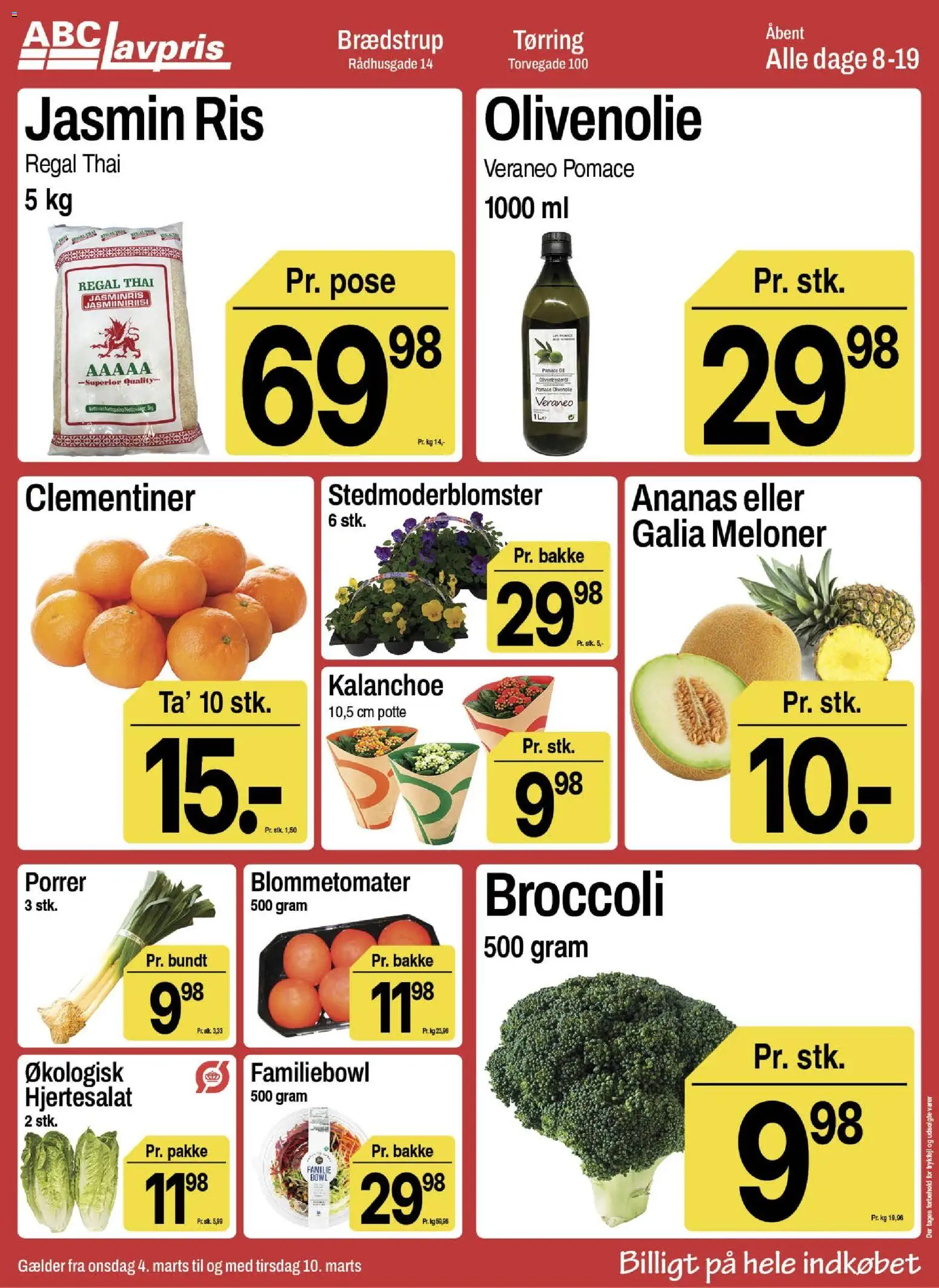 Abc Lavpris tilbudsavis – gyldig fra 04.03.2026 | Side: 2 | Produkter: Ris, Broccoli, Porrer, Olivenolie