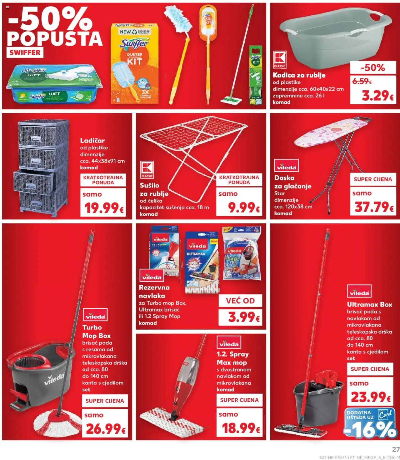 Kaufland katalog | vrijedi od 08.10.2025 | Stranica: 27 | Proizvodi: Mop, Kanta s cjedilom, Daska za glačanje, Vileda