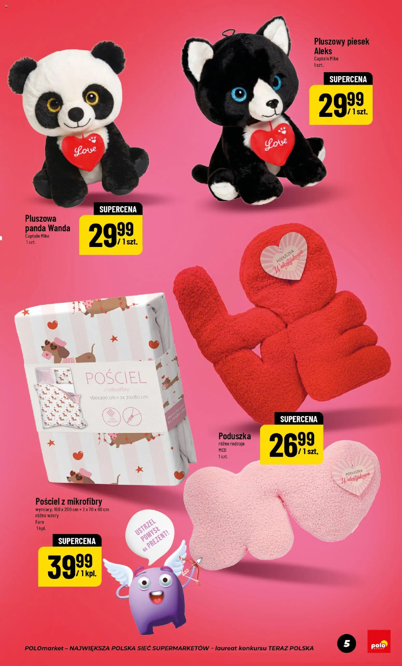 POLOmarket Gazetka - Walentynki od 30.01.2026 | Strona: 5 | Produkty: Pościel, Poduszka