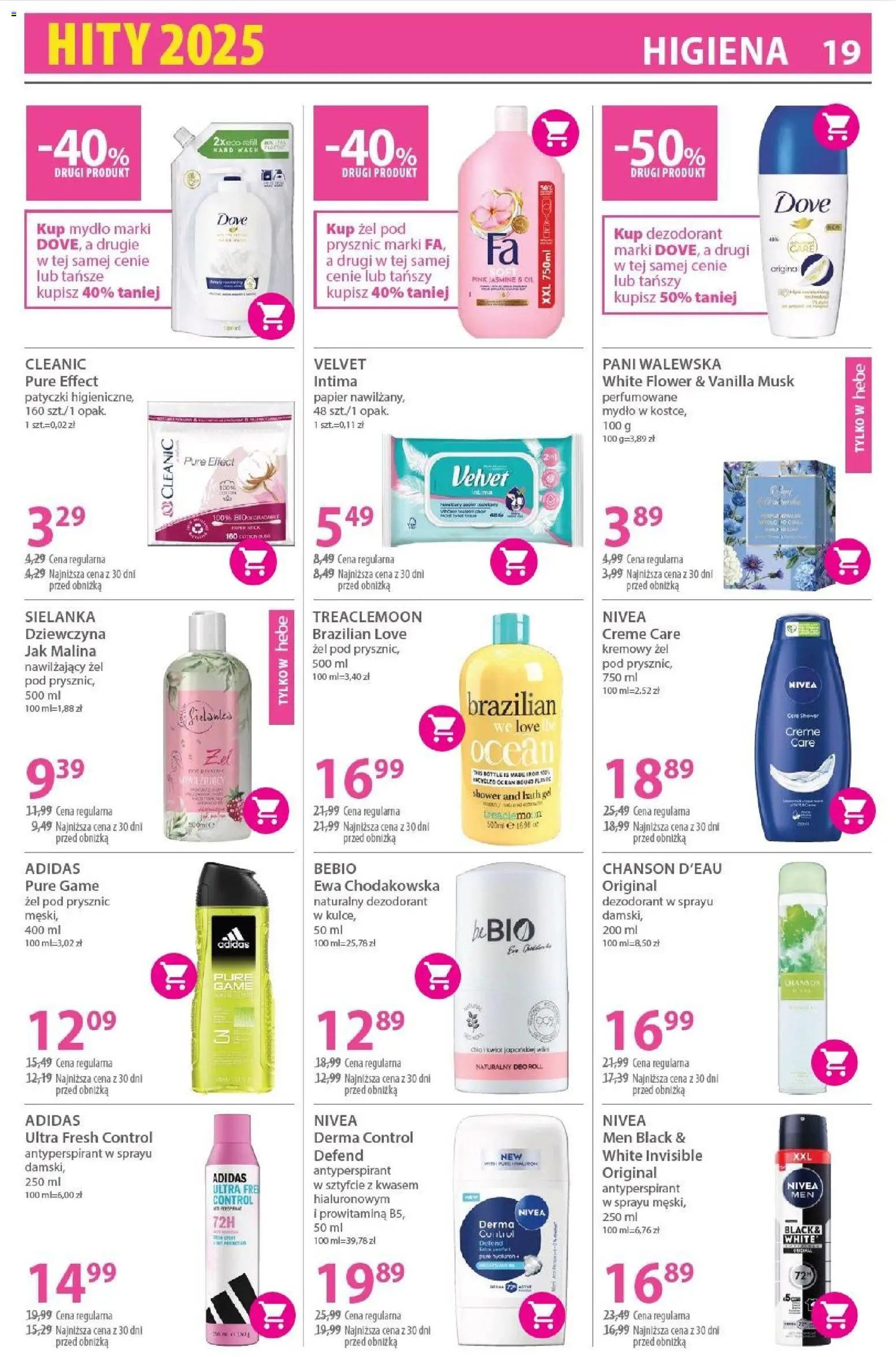 Hebe Gazetka od 02.01.2026 | Strona: 19 | Produkty: Malina, Prysznic, Mydło, Żel pod prysznic