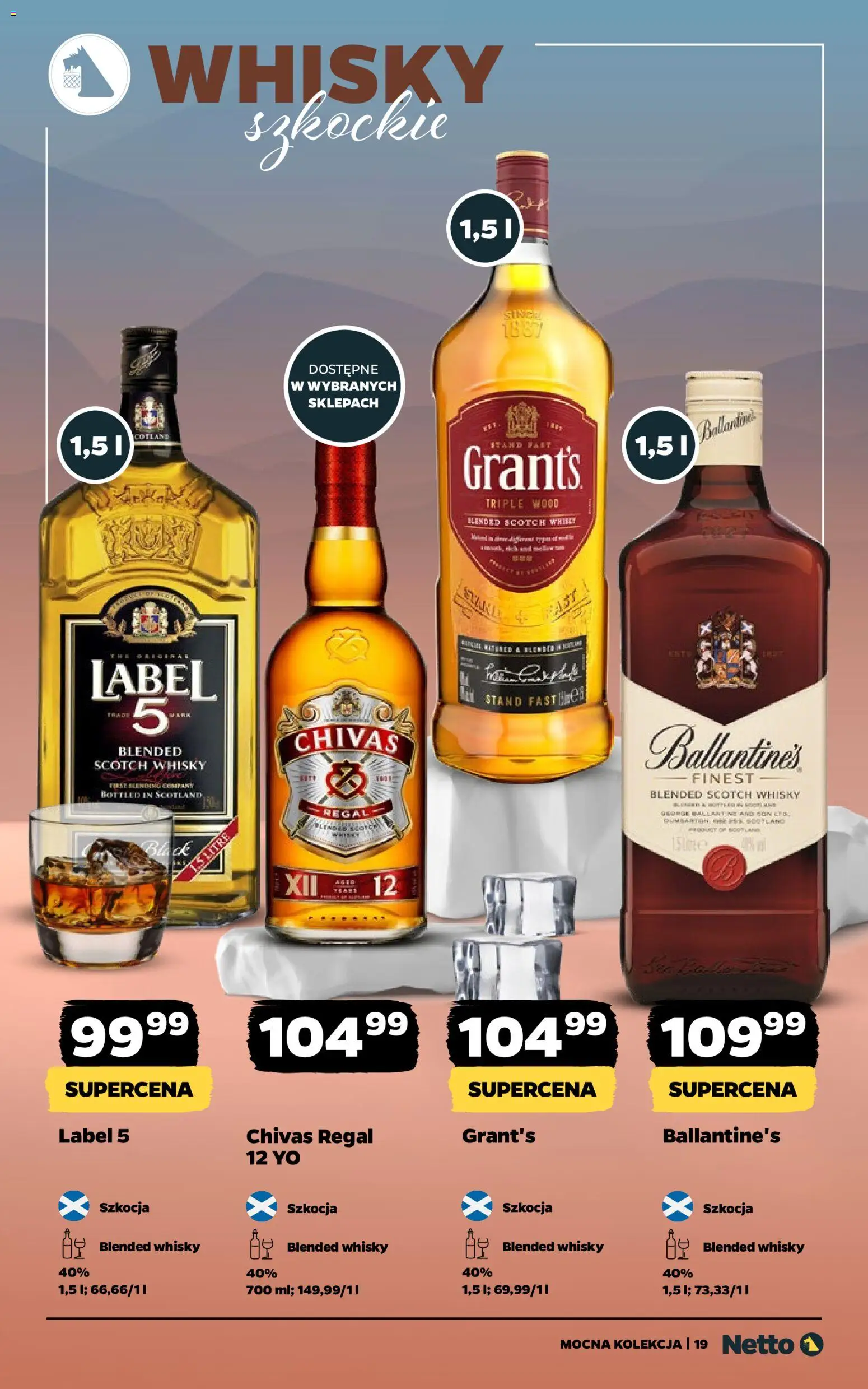 Netto gazetka - Alkohole mocne od 19.01.2026 | Strona: 19 | Produkty: Chivas Regal, Grant's, Regał, Whisky