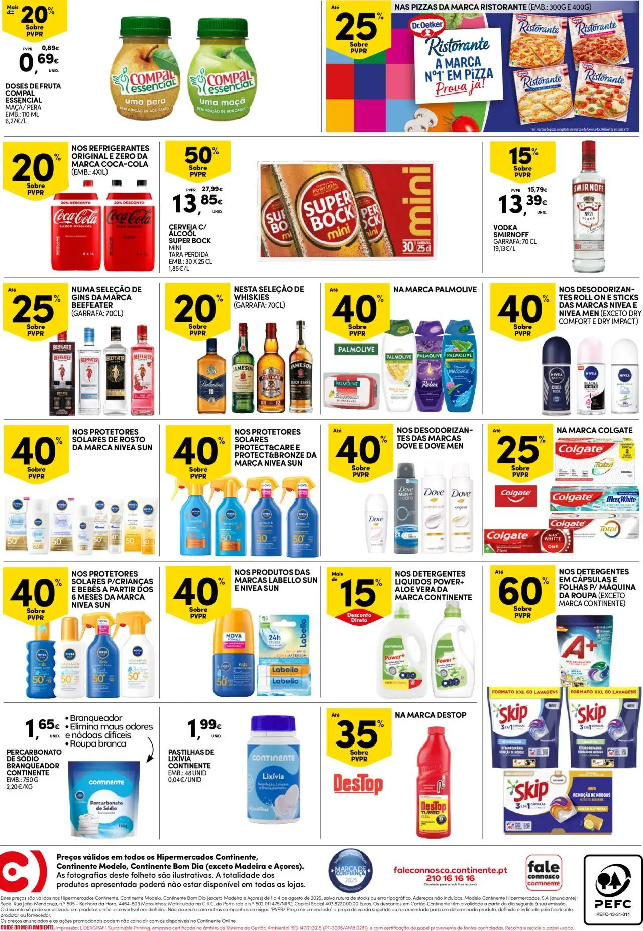 Continente - Fim de Semana │ válido de 01.08.2025 | Página: 4 | Produtos: Super bock, Gin, Vodka, Soda