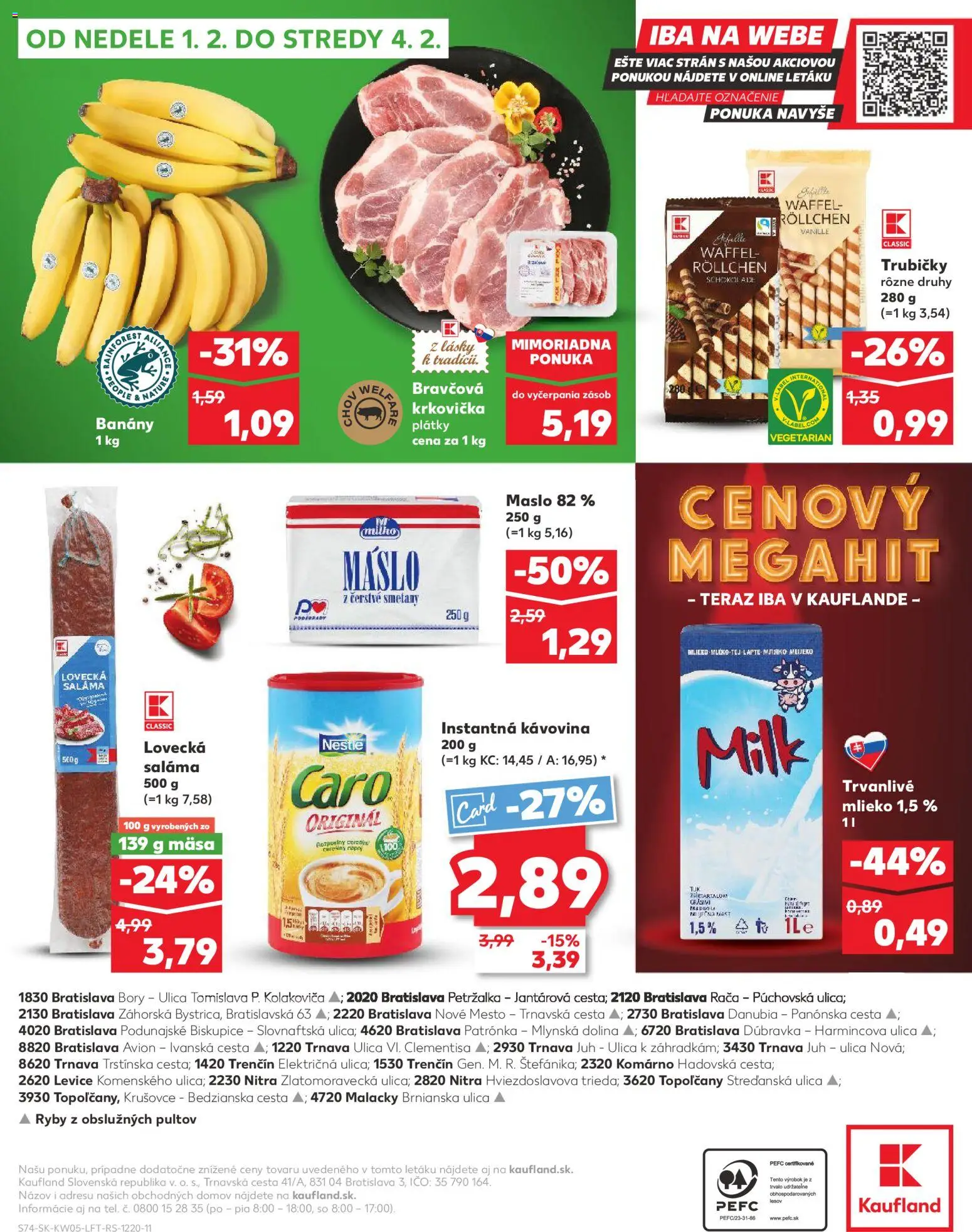 Nové Kaufland akcie – leták je platný od 29.01.2026 | Strana: 74 | Produkty: Mlieko, Ryby, Bravčová krkovička, Krkovička